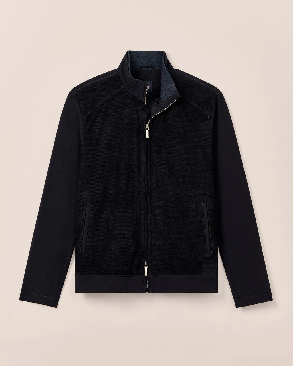 Johnnie-O Agnelli Suede Mixed Media Jacket, Navy