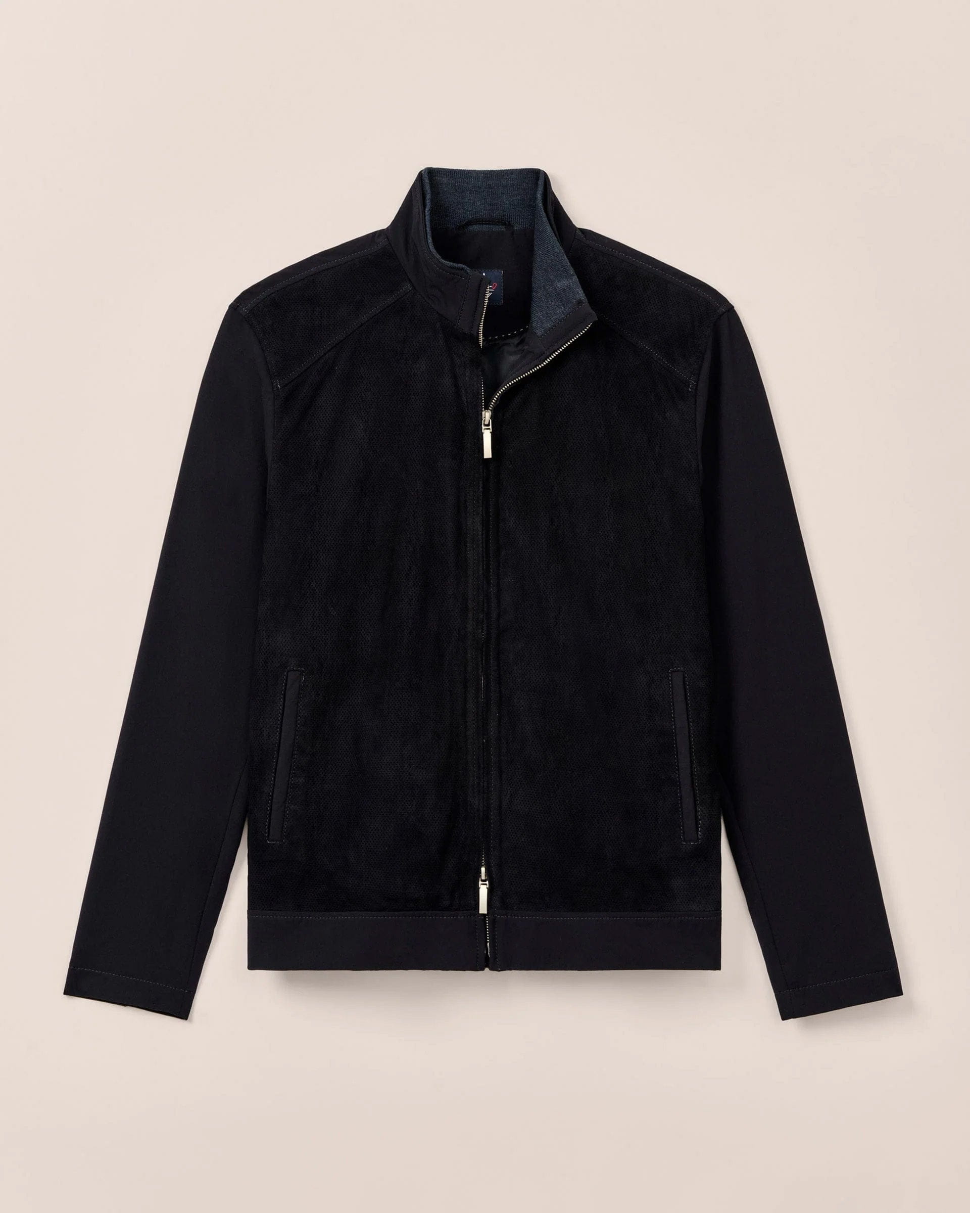 Johnnie-O Agnelli Suede Mixed Media Jacket, Navy