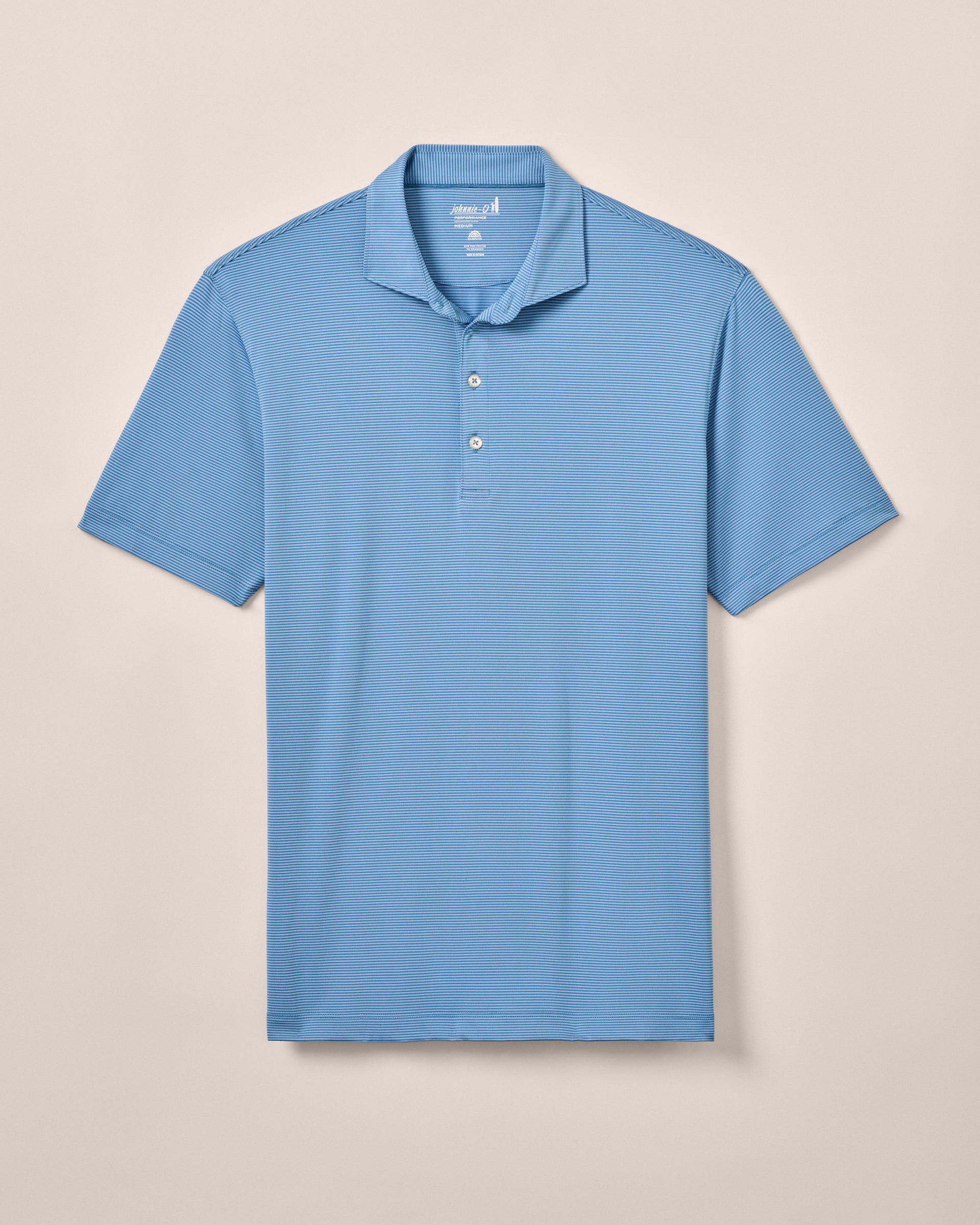 Johnnie-O Performance Jersey Polo - Lyndonn Stripe, Gulf Blue