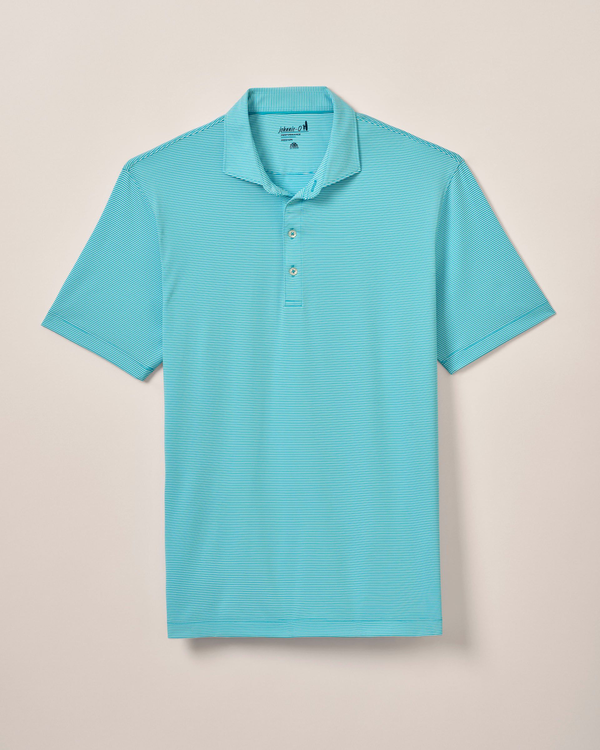 Johnnie-O Performance Jersey Polo - Lyndonn Stripe, Gulf Blue