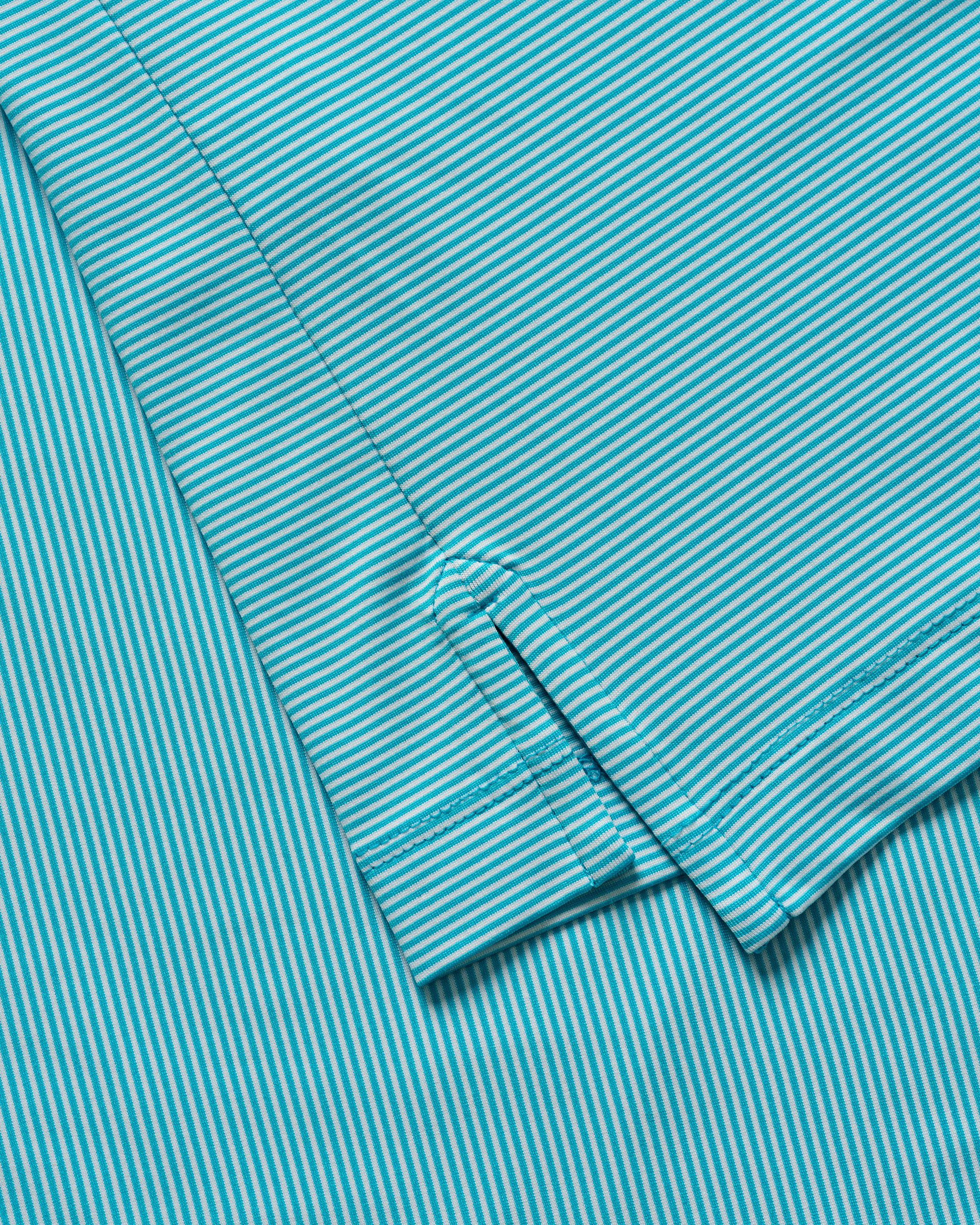 Johnnie-O Performance Jersey Polo - Lyndonn Stripe, Gulf Blue