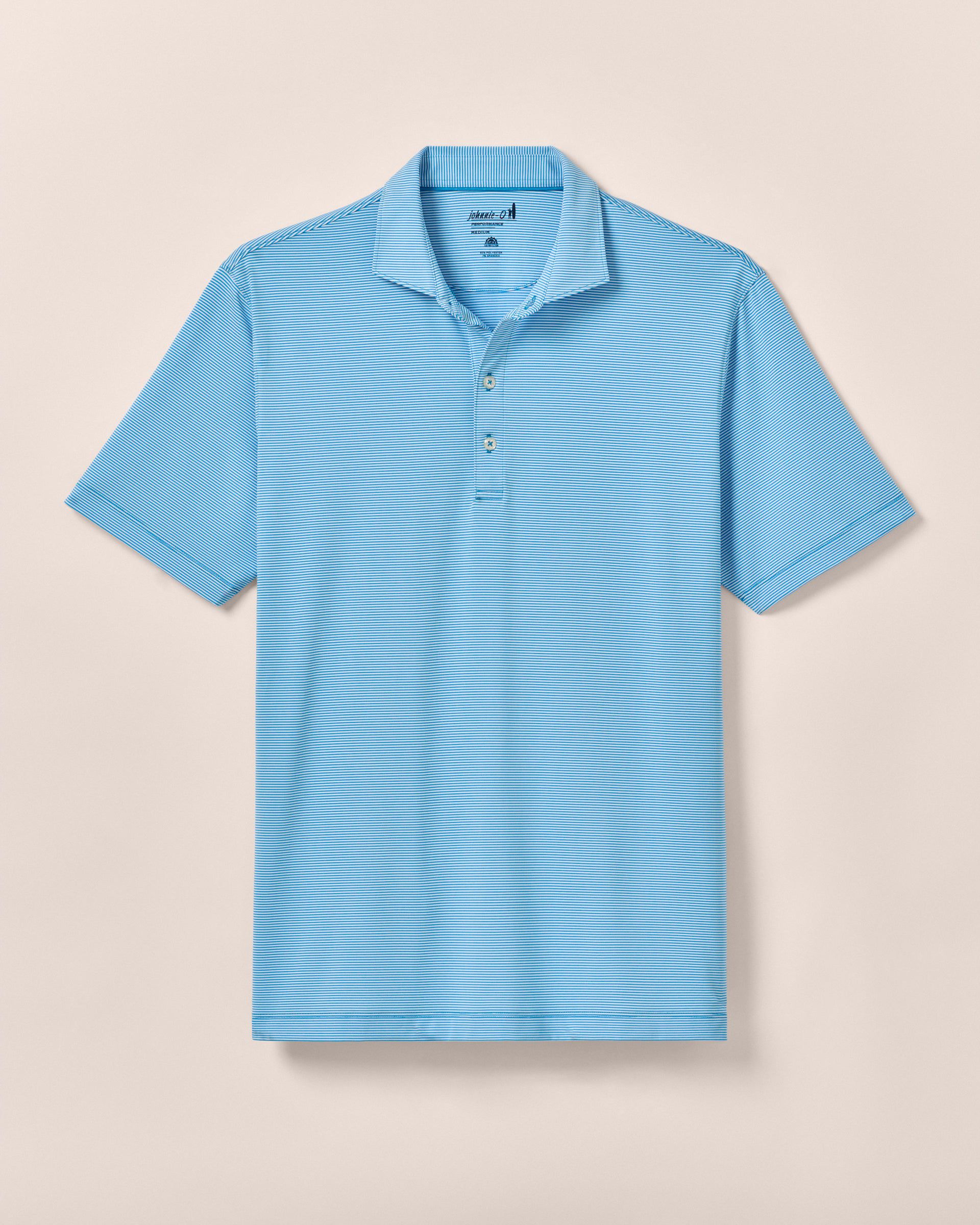 Johnnie-O Performance Jersey Polo - Lyndonn Stripe, Gulf Blue