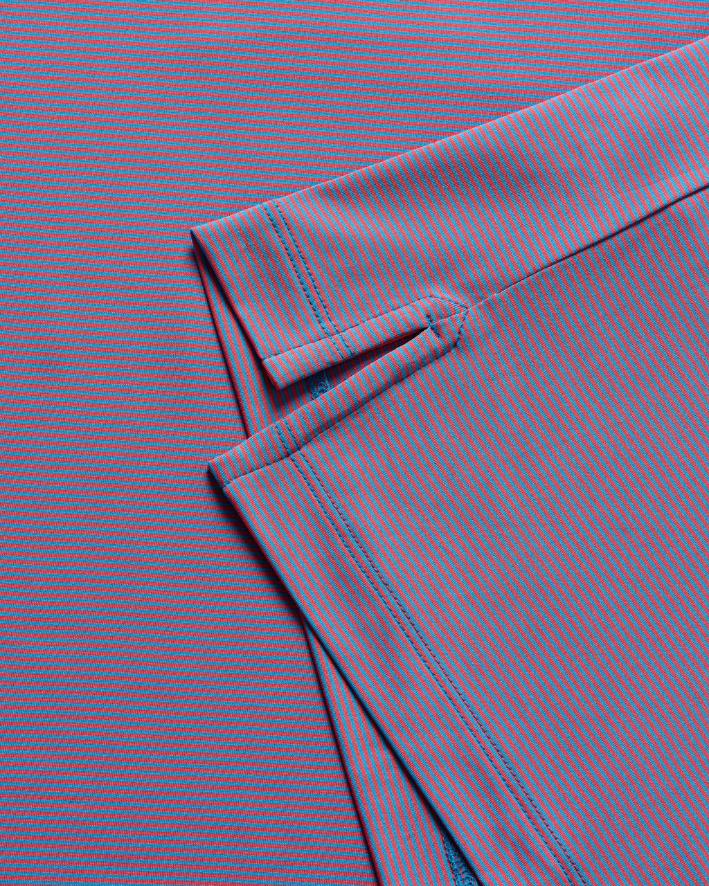 Johnnie-O Performance Jersey Polo - Lyndonn Stripe, Gulf Blue