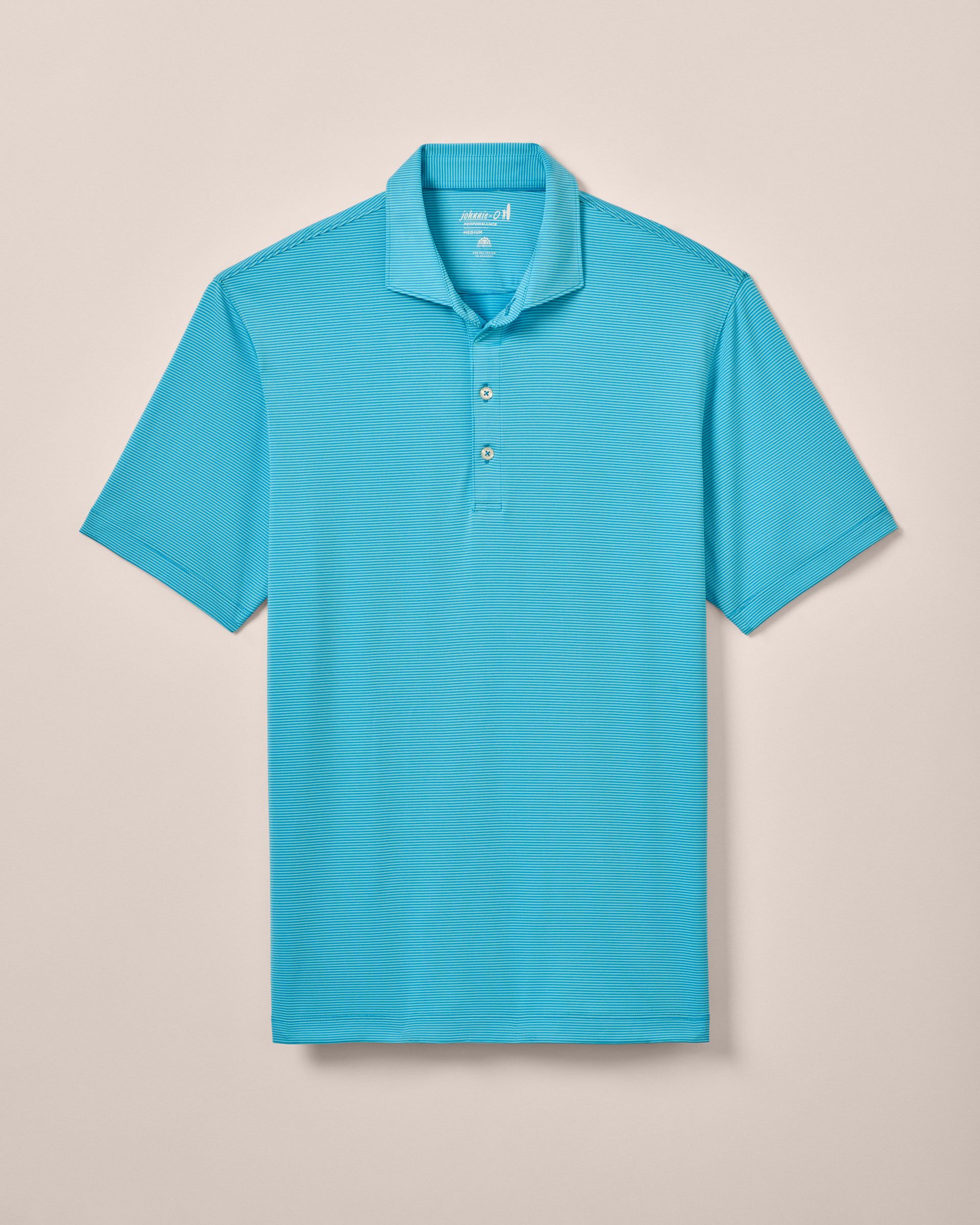 Johnnie-O Performance Jersey Polo - Lyndonn Stripe, Gulf Blue
