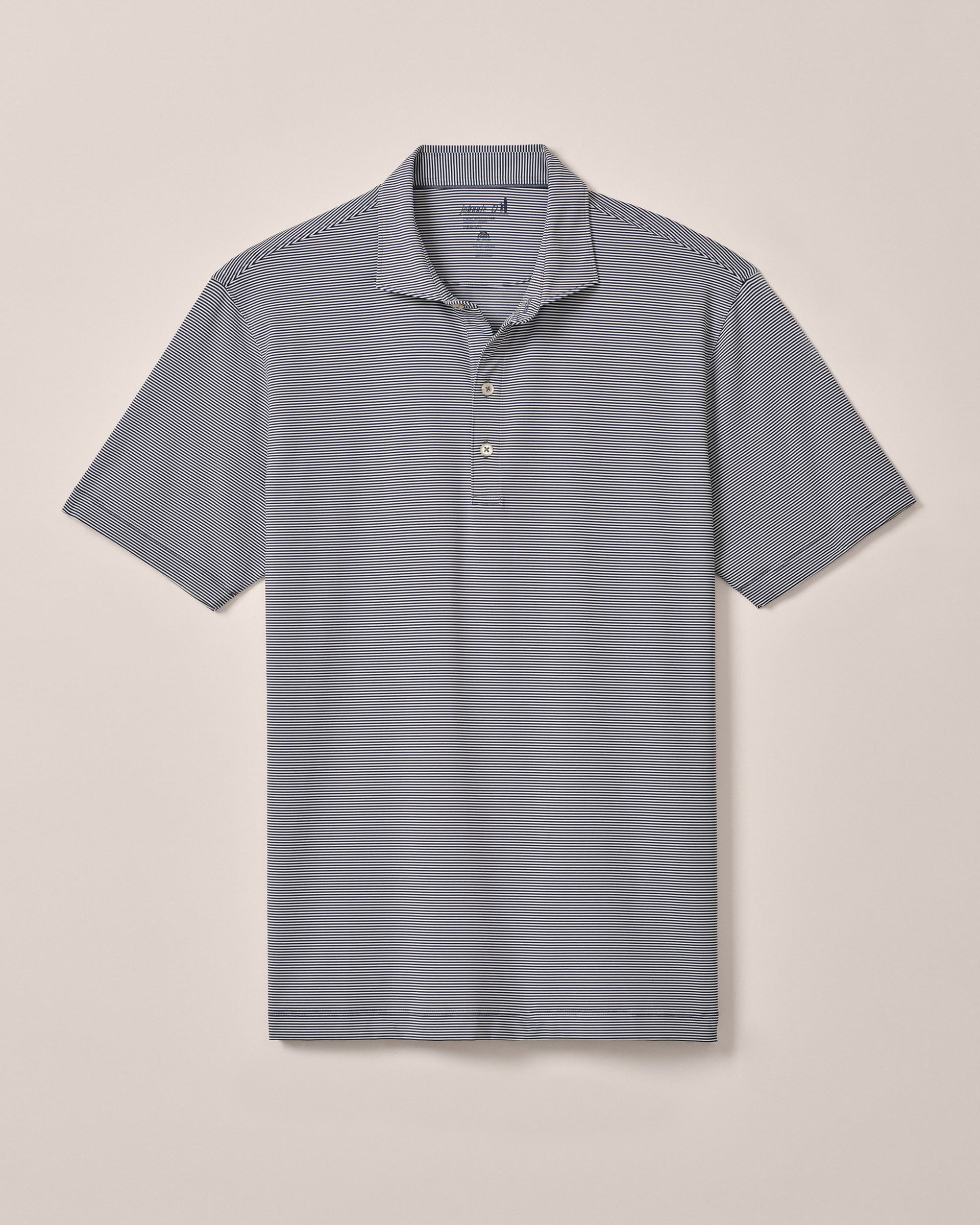 Johnnie-O Performance Jersey Polo - Lyndonn Stripe, Gulf Blue