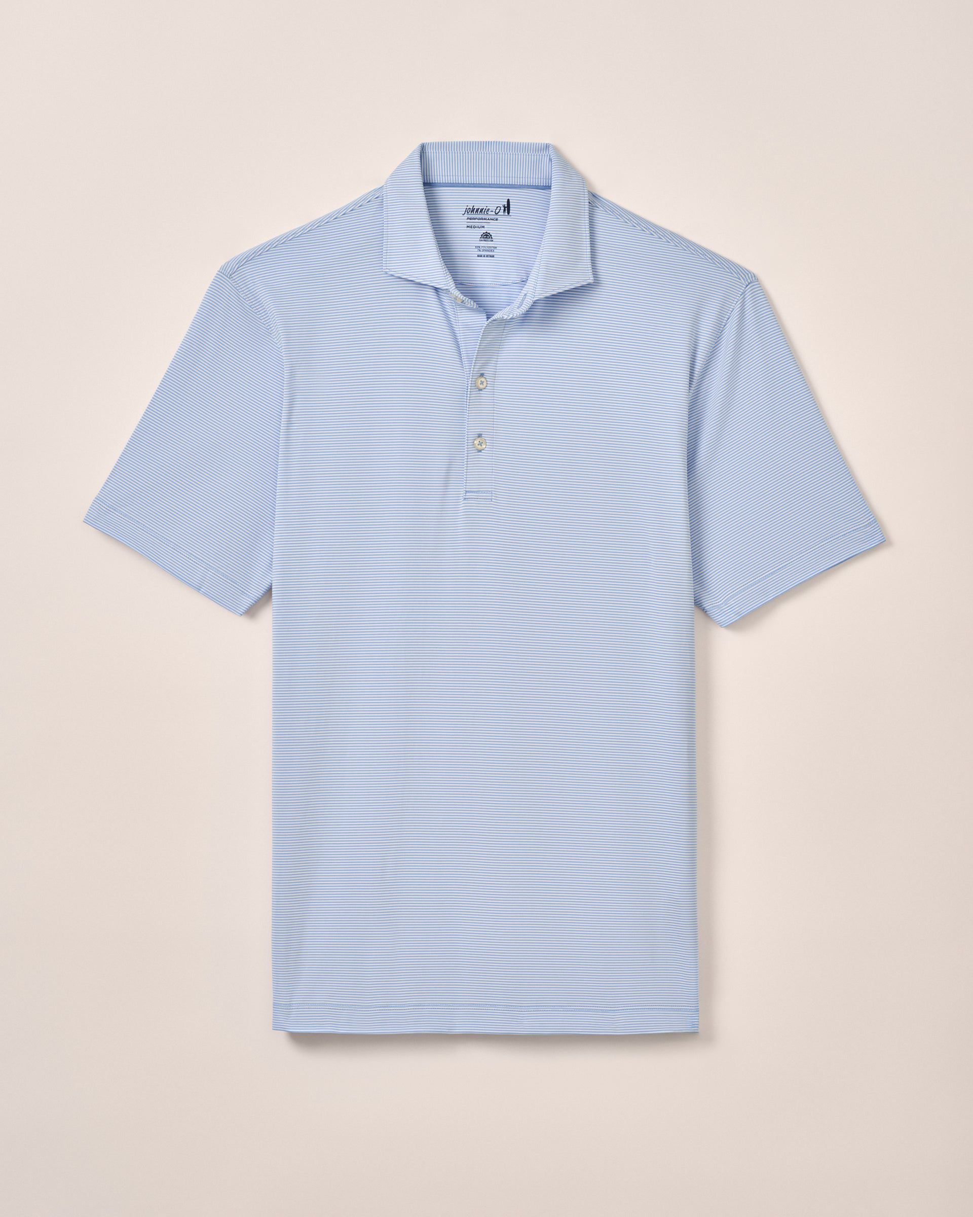 Johnnie-O Performance Jersey Polo - Lyndonn Stripe, Gulf Blue