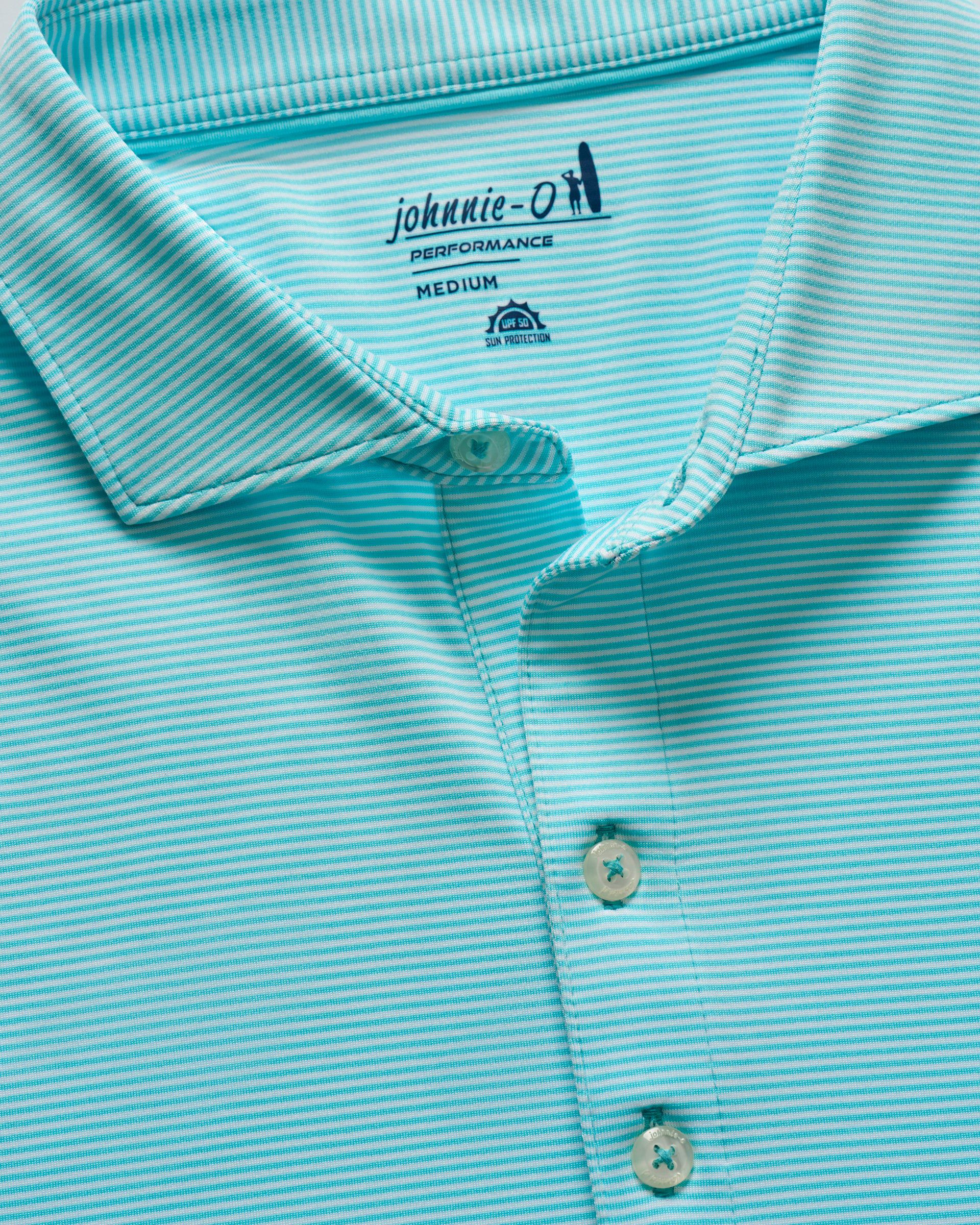 Johnnie-O Performance Jersey Polo - Lyndonn Stripe, Tarpon