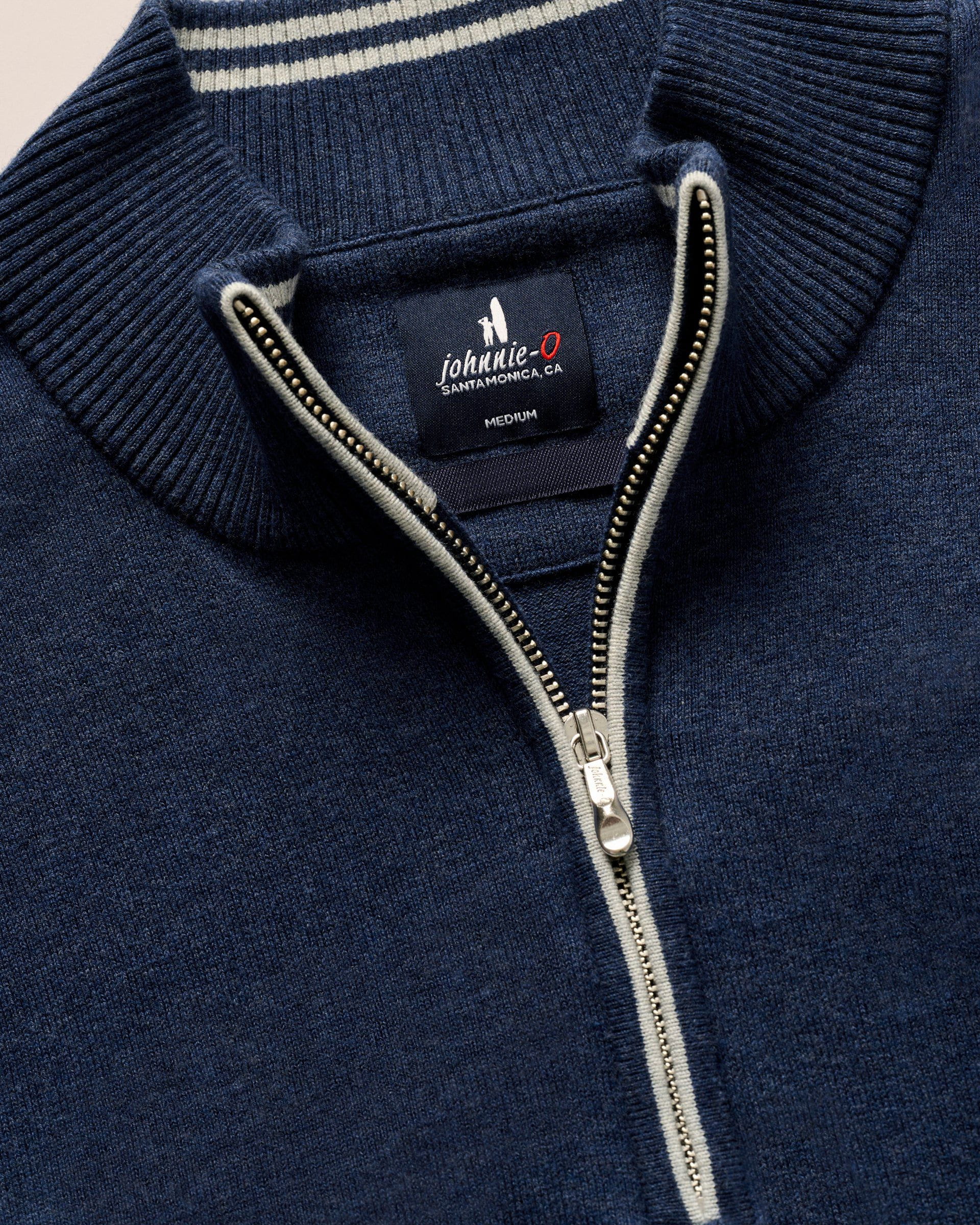 Johnnie-O Desmond Plaited Cotton Blend 1/4 Zip Sweater