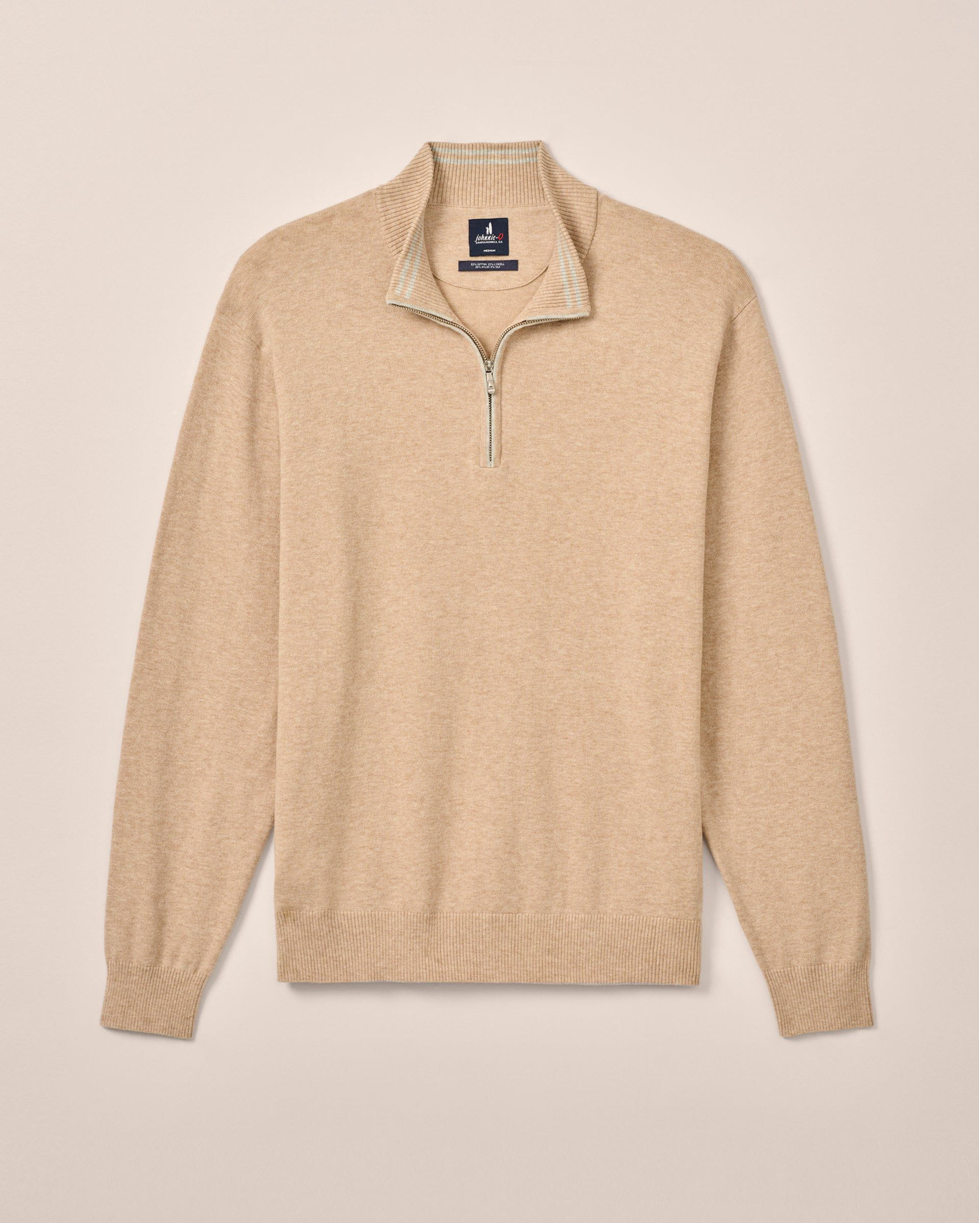 Johnnie-O Desmond Plaited Cotton Blend 1/4 Zip Sweater