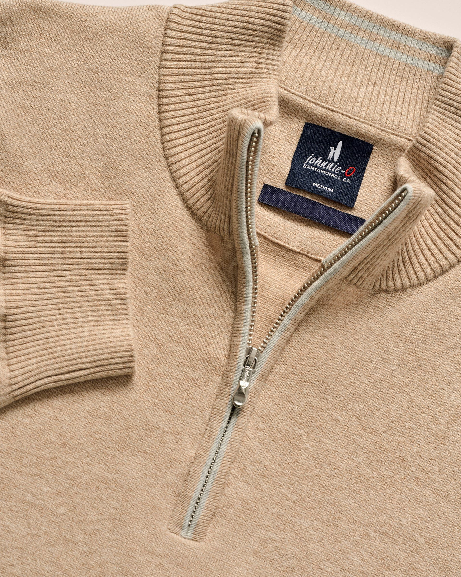 Johnnie-O Desmond Plaited Cotton Blend 1/4 Zip Sweater