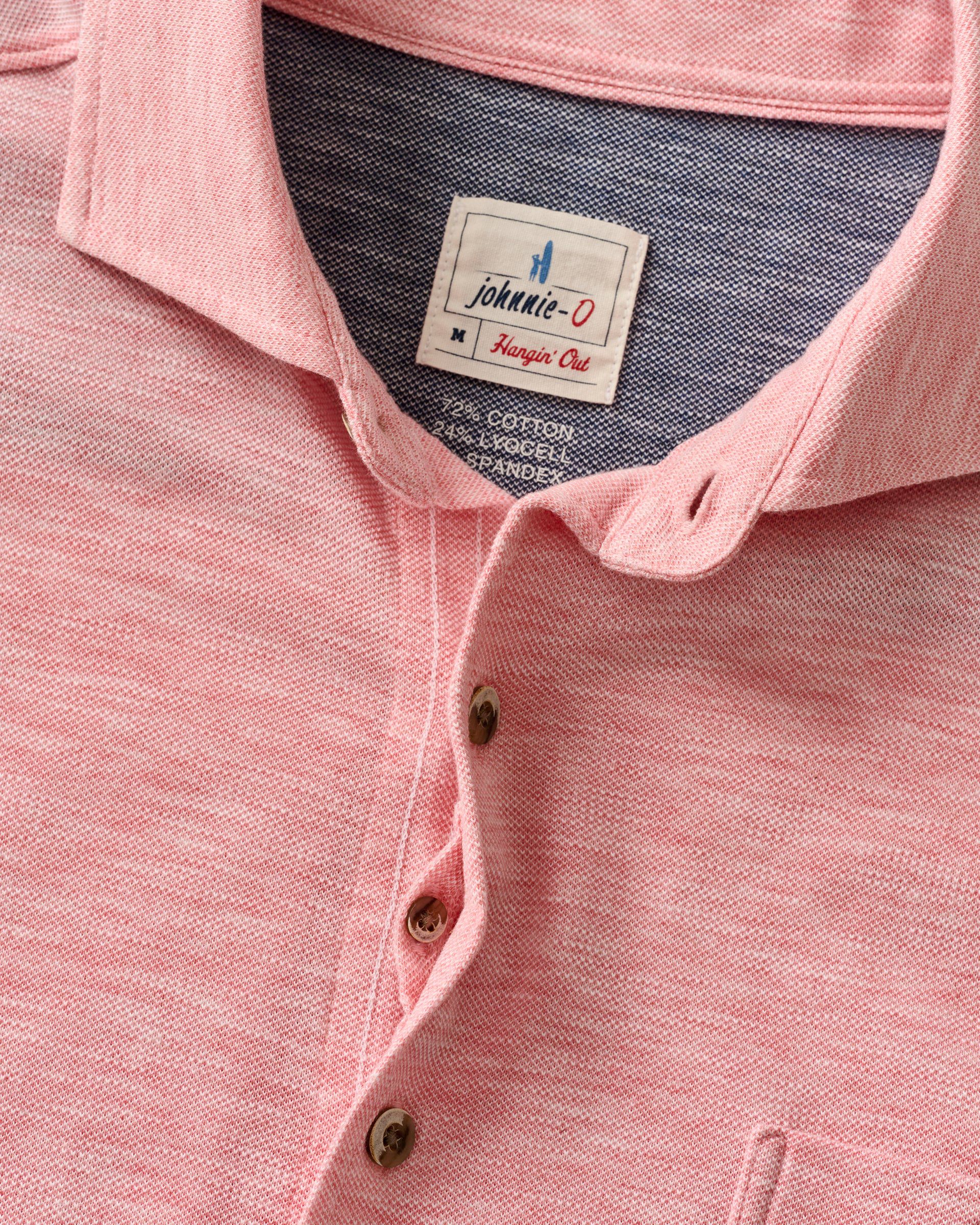 Johnnie-O Short-Sleeve Knit Pique Button-Down Shirt - Tasca, Conch