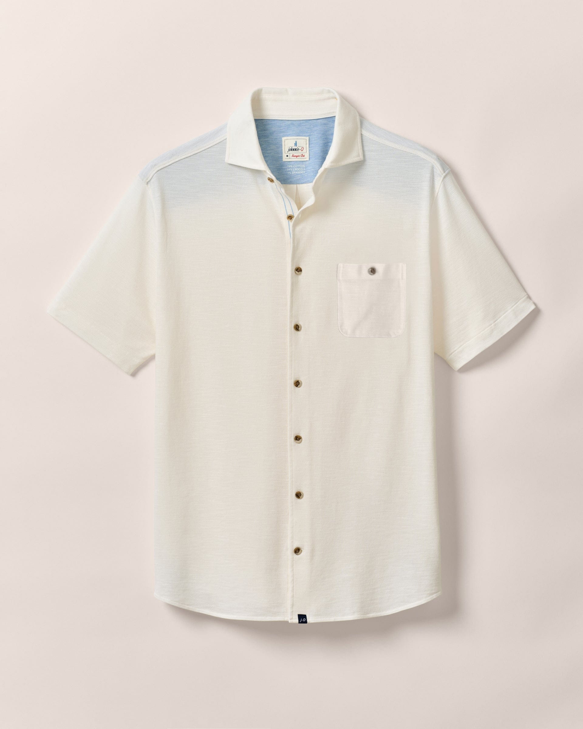 Johnnie-O Short-Sleeve Knit Pique Button-Down Shirt - Tasca