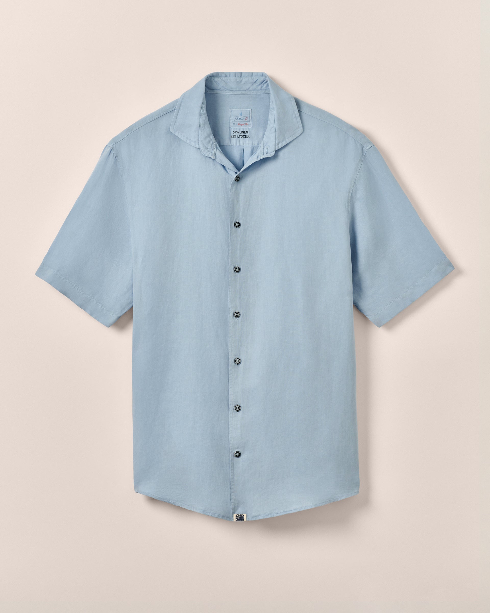 Johnnie-O Garment Dyed Short Sleeve Printed Button Down Shirt - Gianni Solid Knit, Maliblu