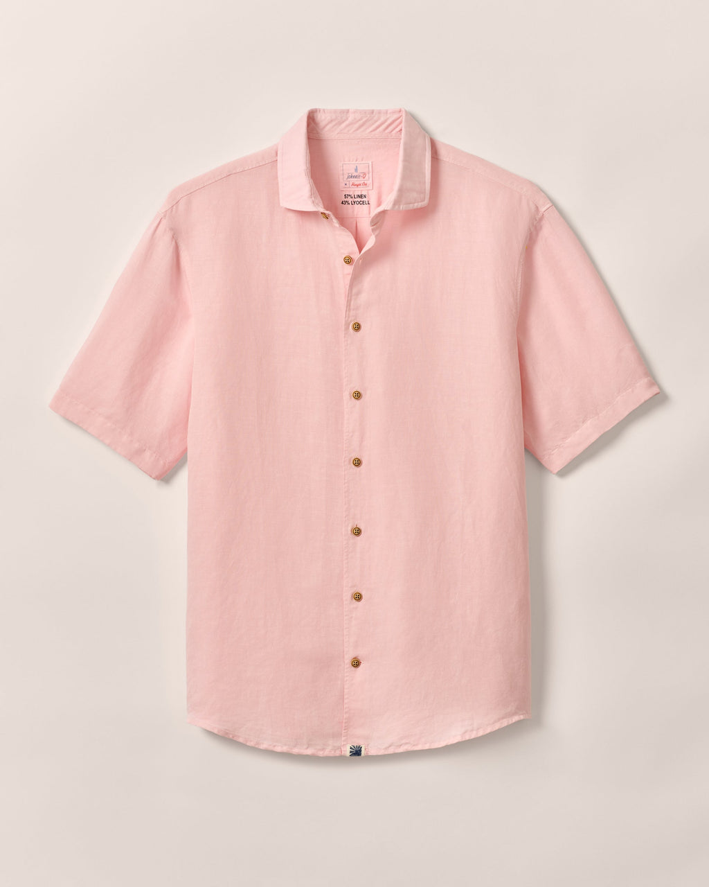 Johnnie-O Garment Dyed Short Sleeve Printed Button Down Shirt - Gianni Solid Knit, Petal