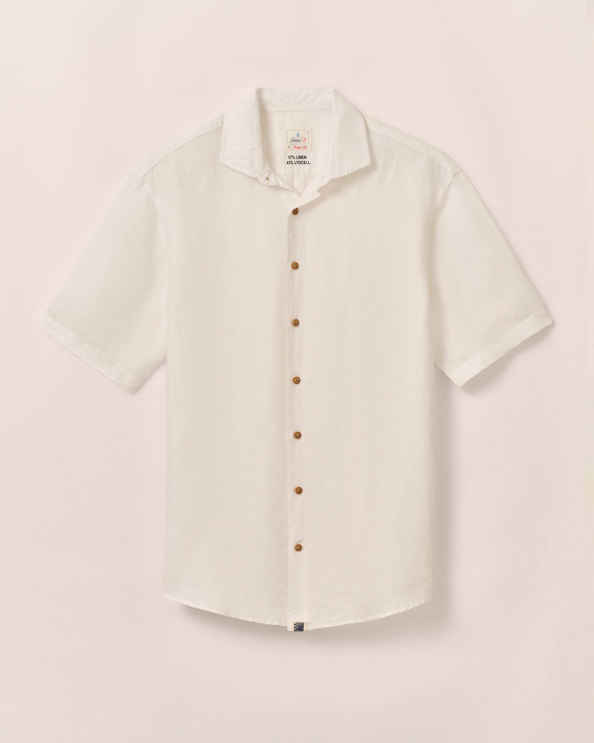 Johnnie-O Garment Dyed Short Sleeve Printed Button Down Shirt - Gianni Solid Knit, White