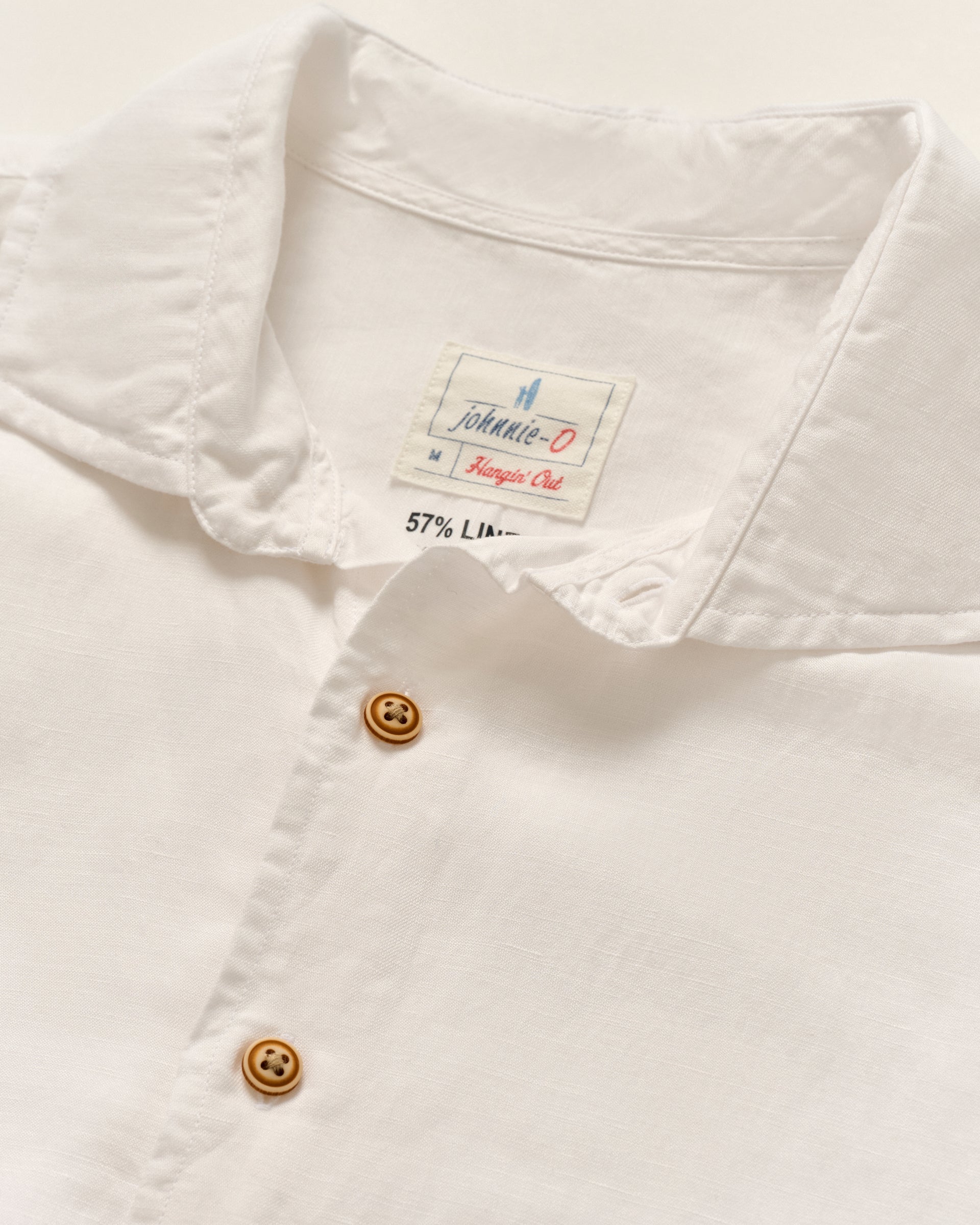 Johnnie-O Garment Dyed Short Sleeve Printed Button Down Shirt - Gianni Solid Knit, White