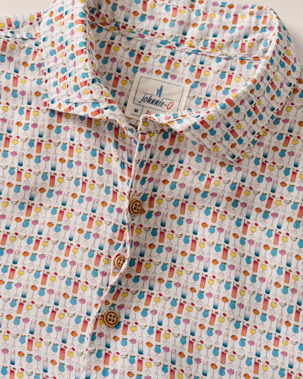 Johnnie-O Short Sleeve Hangin' Out Linen Button Down Shirt - 5 O' Clock Somewhere, White