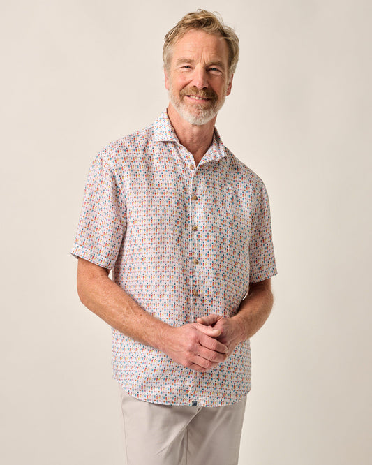 Johnnie-O Short Sleeve Hangin' Out Linen Button Down Shirt - 5 O' Clock Somewhere