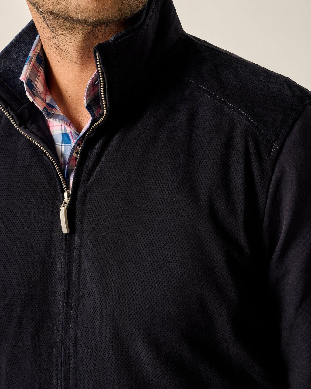 Johnnie-O Agnelli Suede Mixed Media Jacket, Navy
