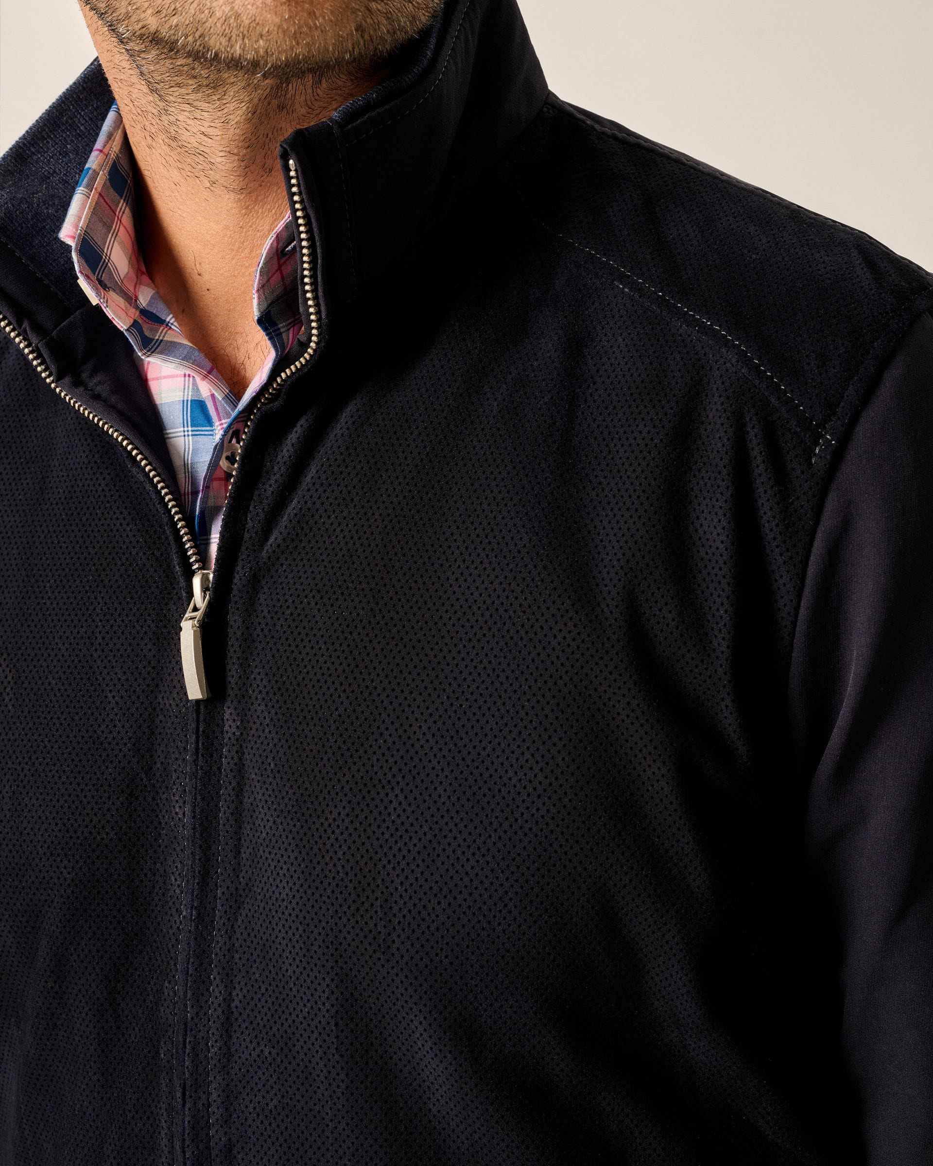 Johnnie-O Agnelli Suede Mixed Media Jacket, Navy