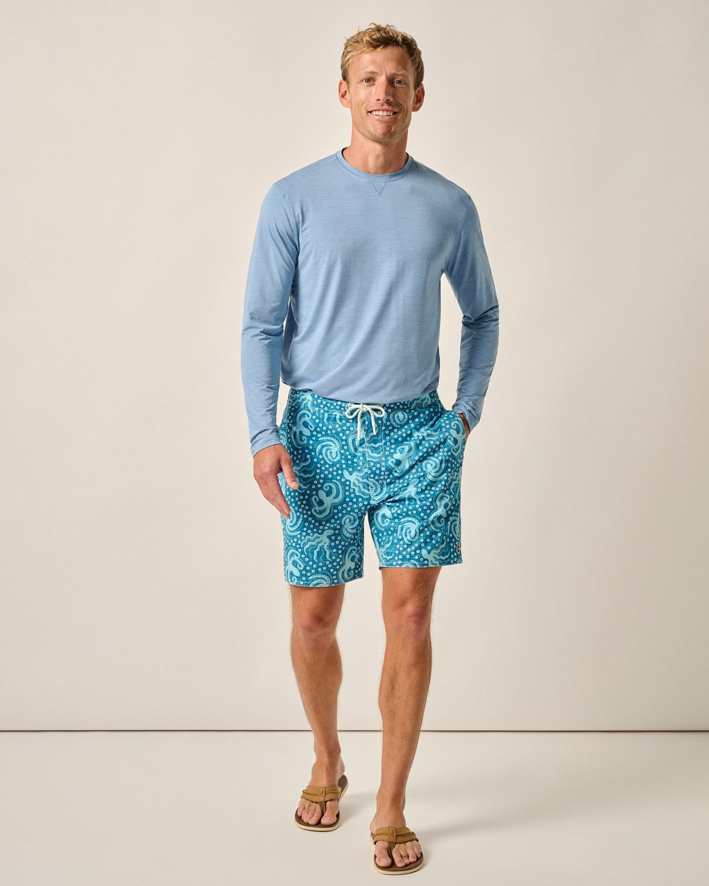 Johnnie-O The Half Elastic 7" Surf Shorts, Big Blue