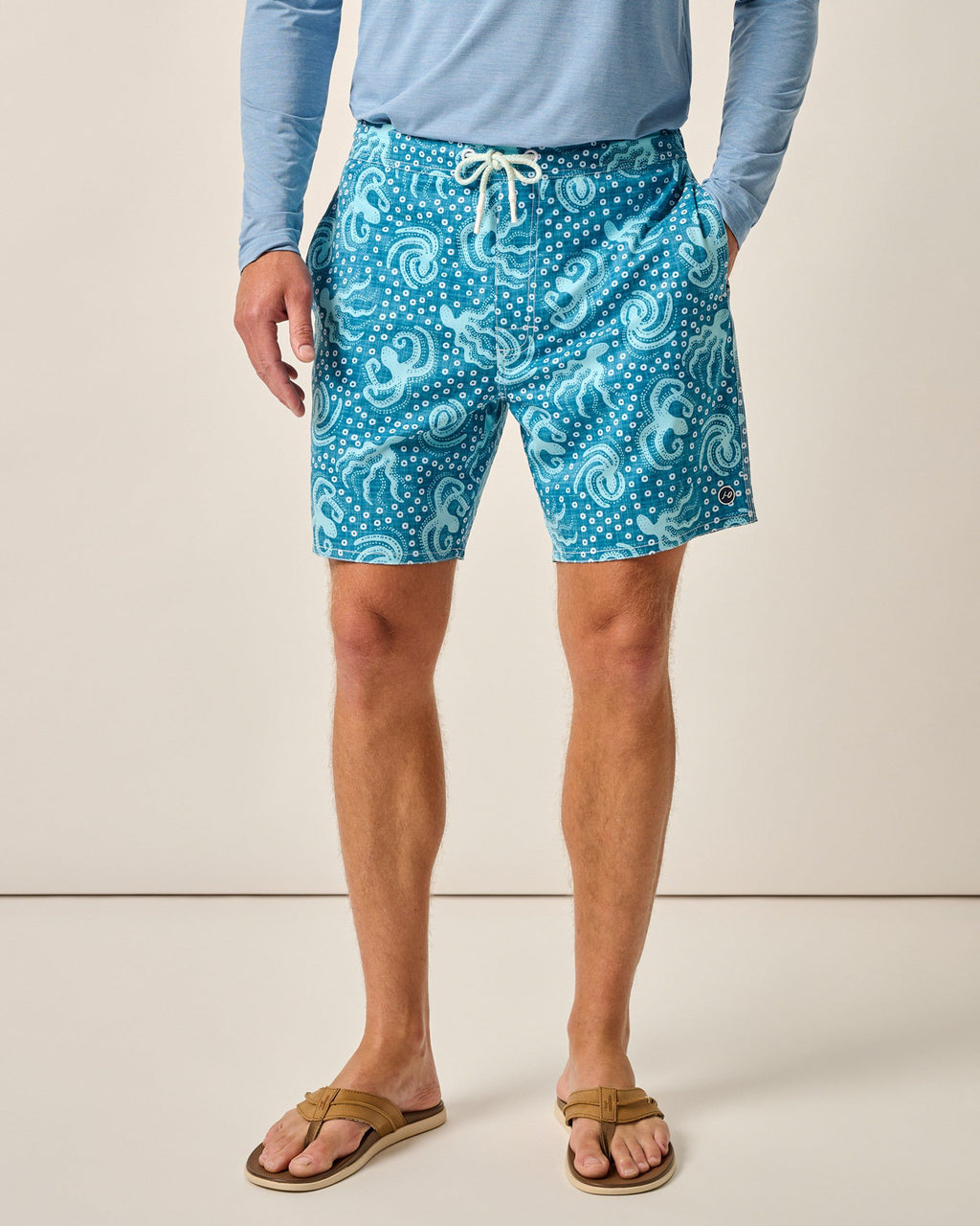 Johnnie-O The Half Elastic 7" Surf Shorts, Big Blue
