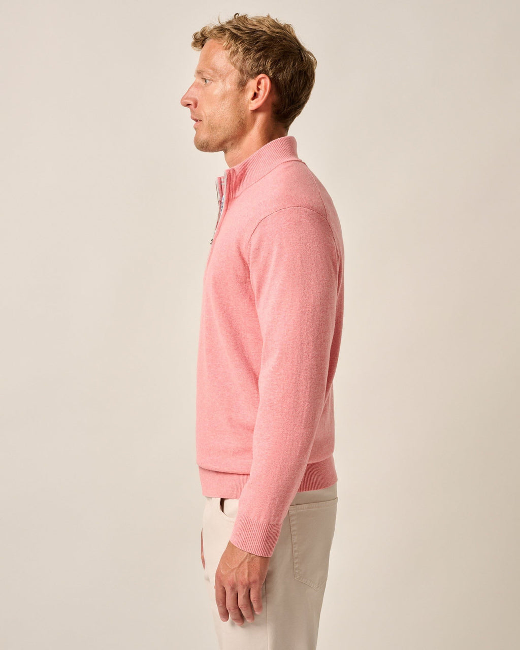 Johnnie-O Desmond Plaited Cotton Blend 1/4 Zip Sweater
