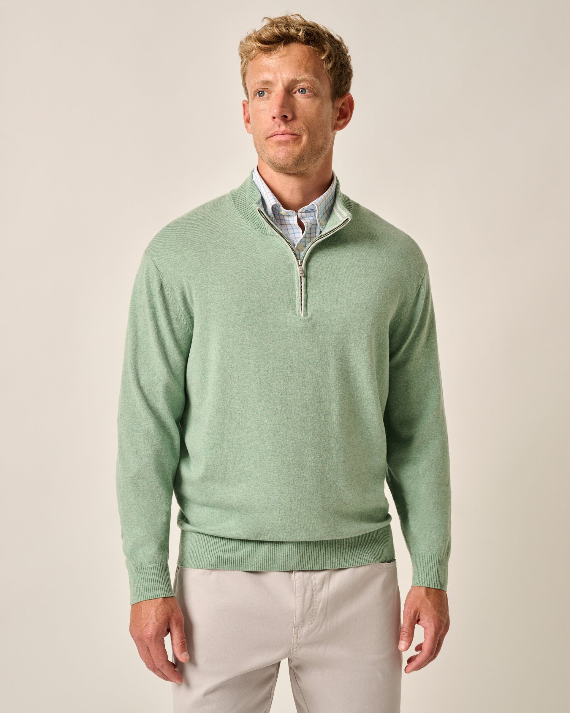 Johnnie-O Desmond Plaited Cotton Blend 1/4 Zip Sweater
