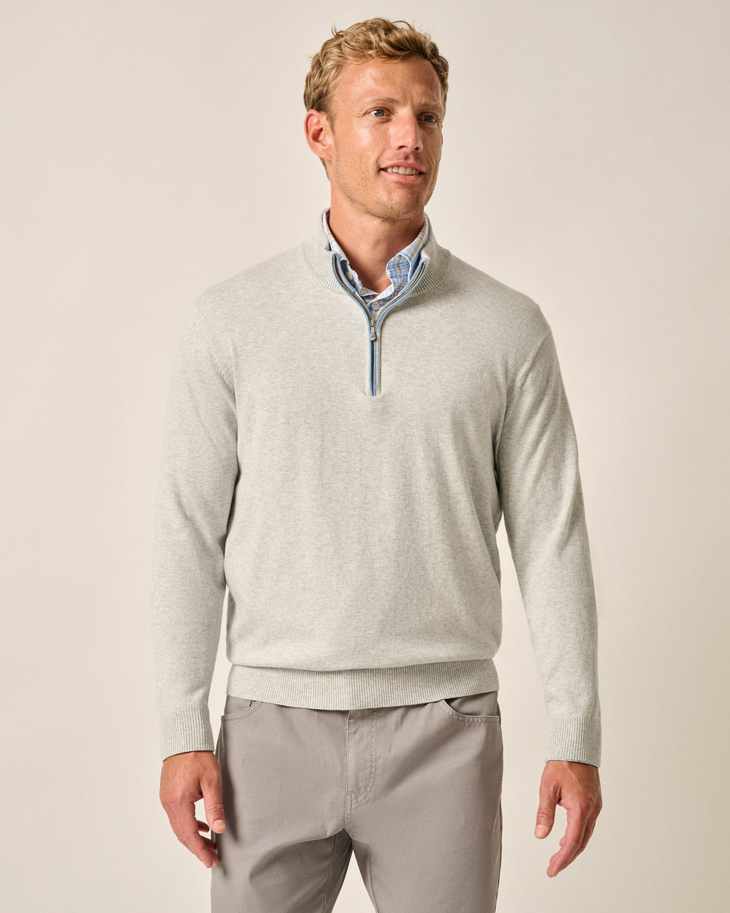 Johnnie-O Desmond Plaited Cotton Blend 1/4 Zip Sweater