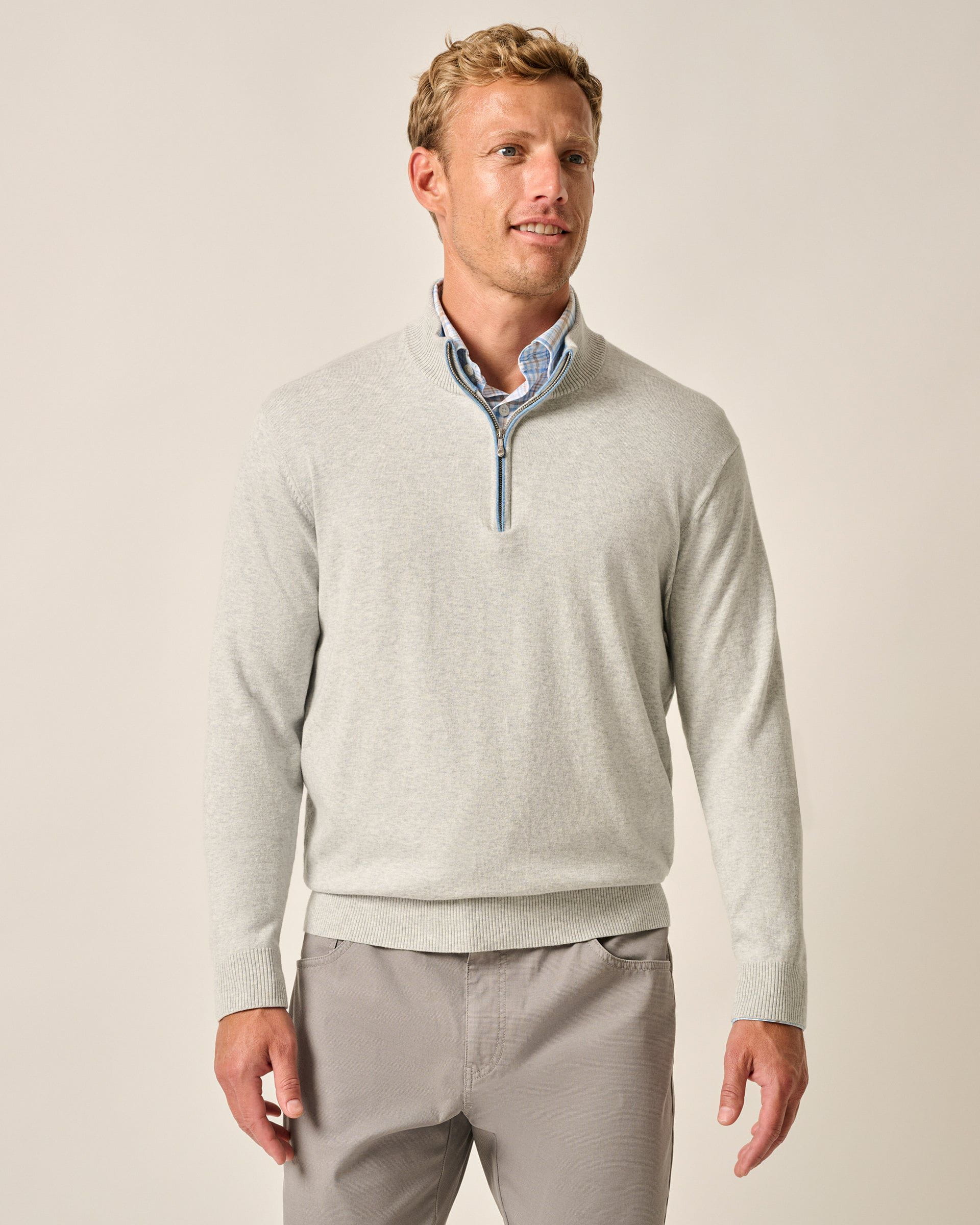 Johnnie-O Desmond Plaited Cotton Blend 1/4 Zip Sweater