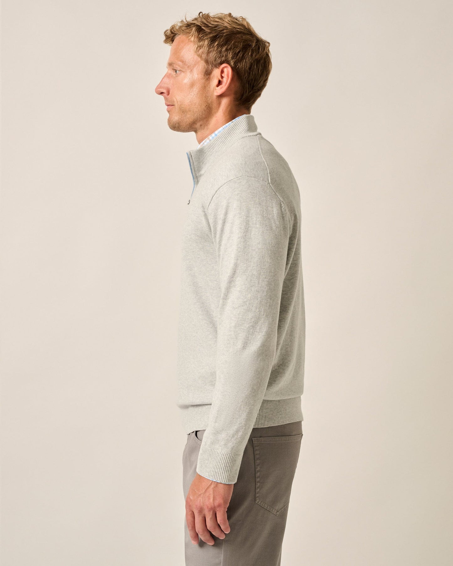 Johnnie-O Desmond Plaited Cotton Blend 1/4 Zip Sweater