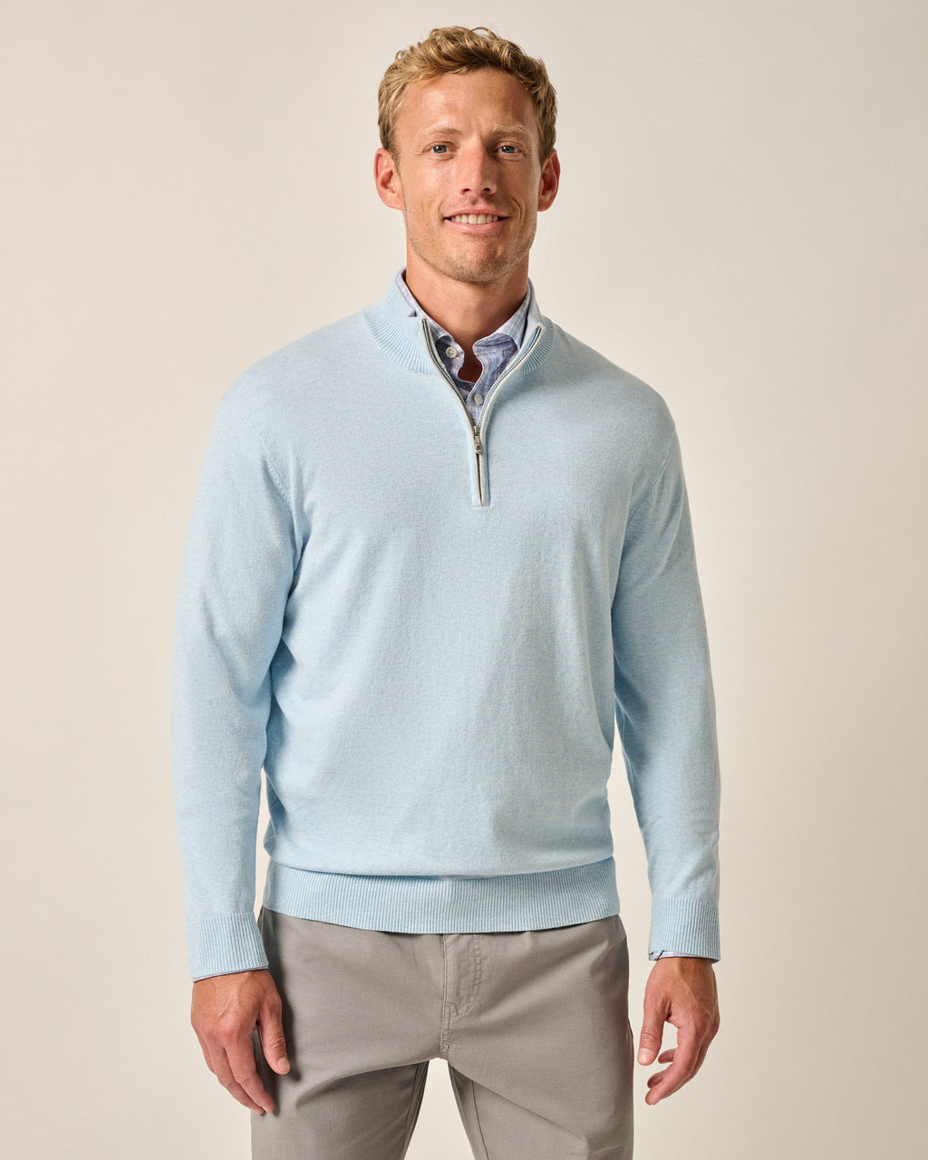 Johnnie-O Desmond Plaited Cotton Blend 1/4 Zip Sweater