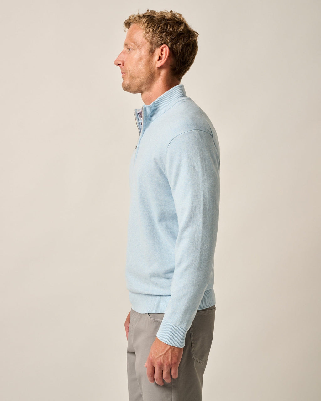 Johnnie-O Desmond Plaited Cotton Blend 1/4 Zip Sweater