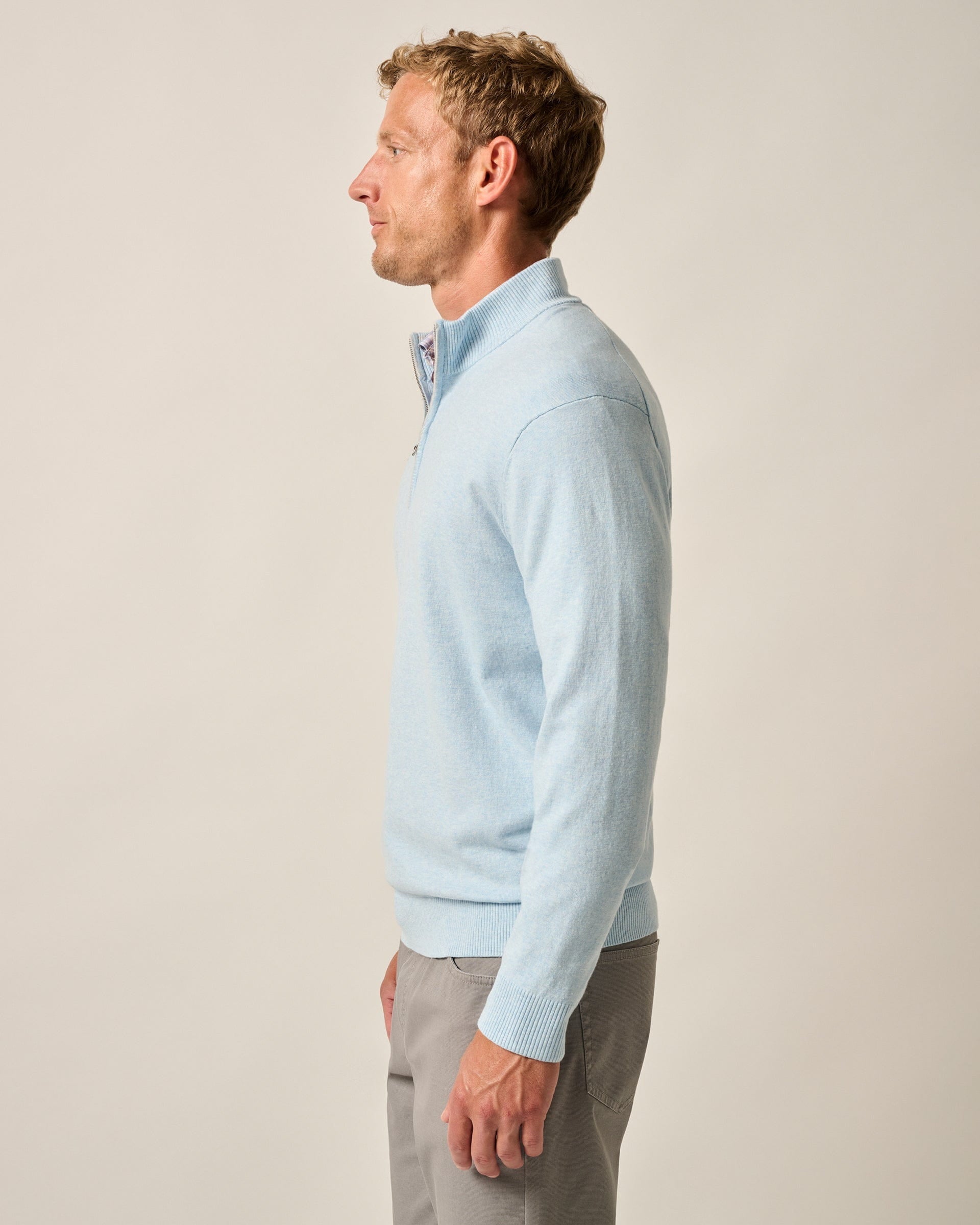 Johnnie-O Desmond Plaited Cotton Blend 1/4 Zip Sweater