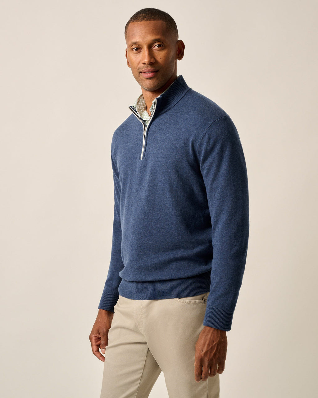 Johnnie-O Desmond Plaited Cotton Blend 1/4 Zip Sweater