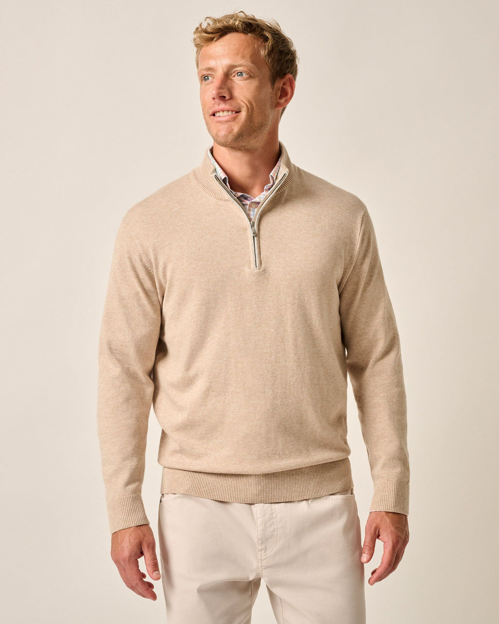Johnnie-O Desmond Plaited Cotton Blend 1/4 Zip Sweater