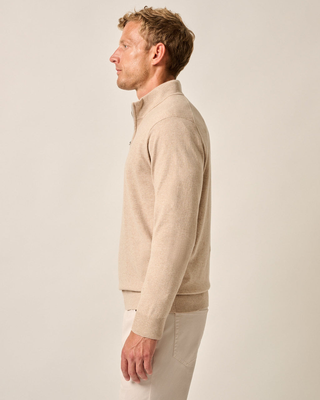 Johnnie-O Desmond Plaited Cotton Blend 1/4 Zip Sweater