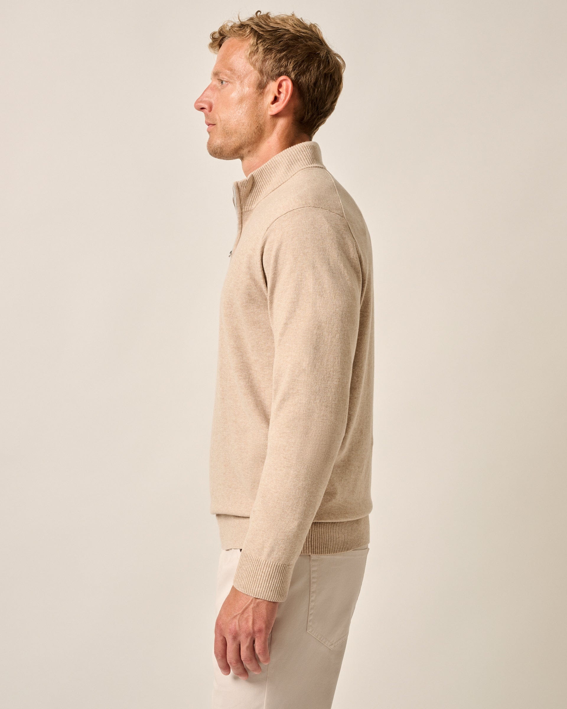 Johnnie-O Desmond Plaited Cotton Blend 1/4 Zip Sweater