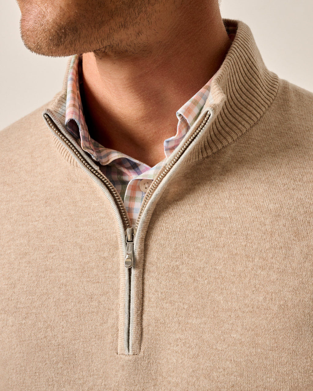 Johnnie-O Desmond Plaited Cotton Blend 1/4 Zip Sweater