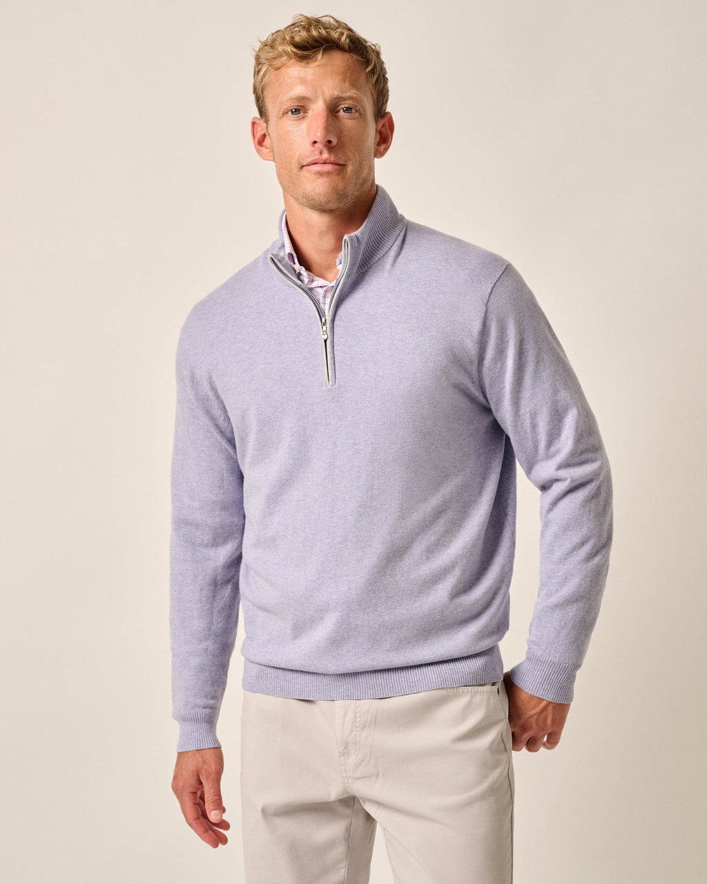 Johnnie-O Desmond Plaited Cotton Blend 1/4 Zip Sweater