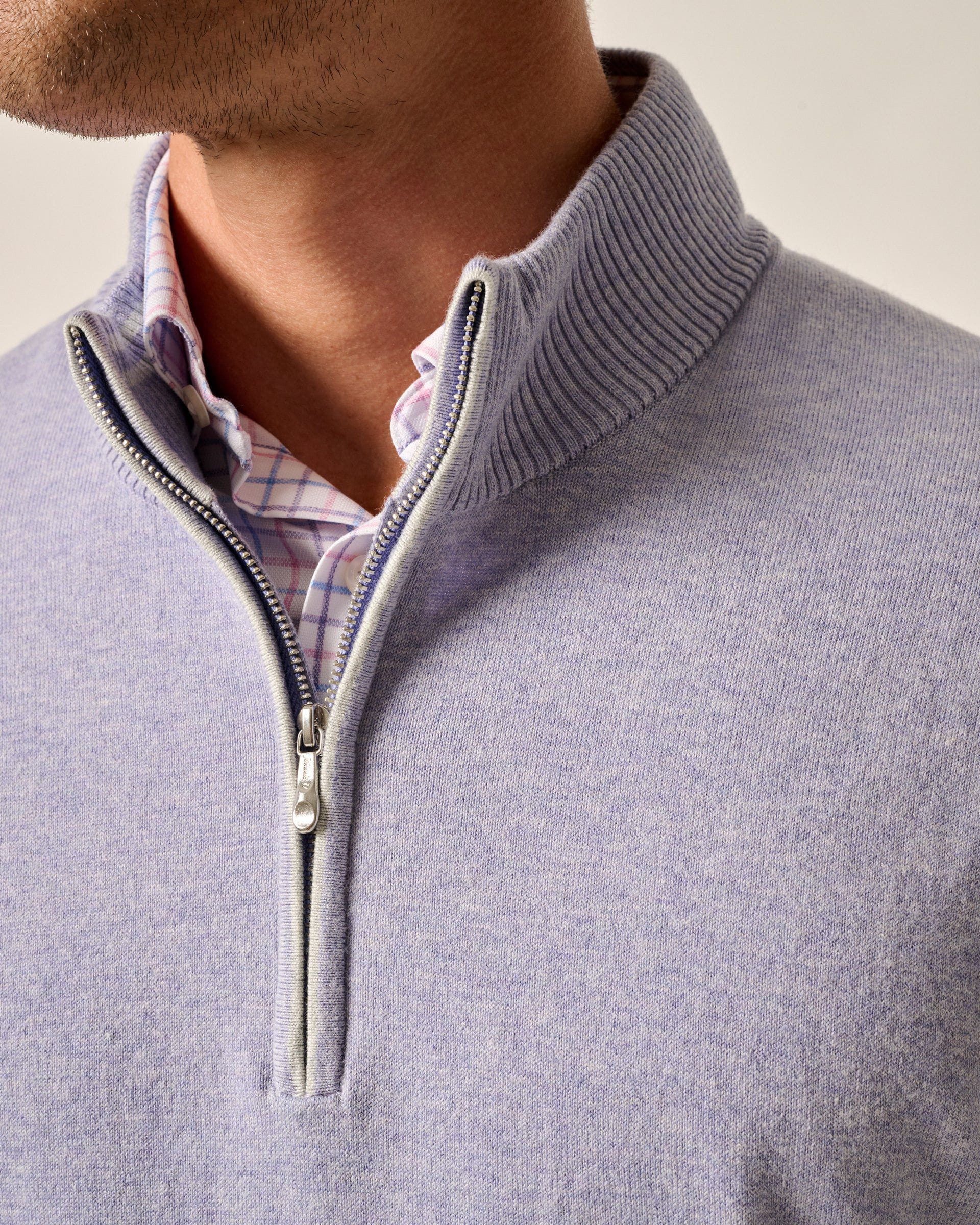 Johnnie-O Desmond Plaited Cotton Blend 1/4 Zip Sweater