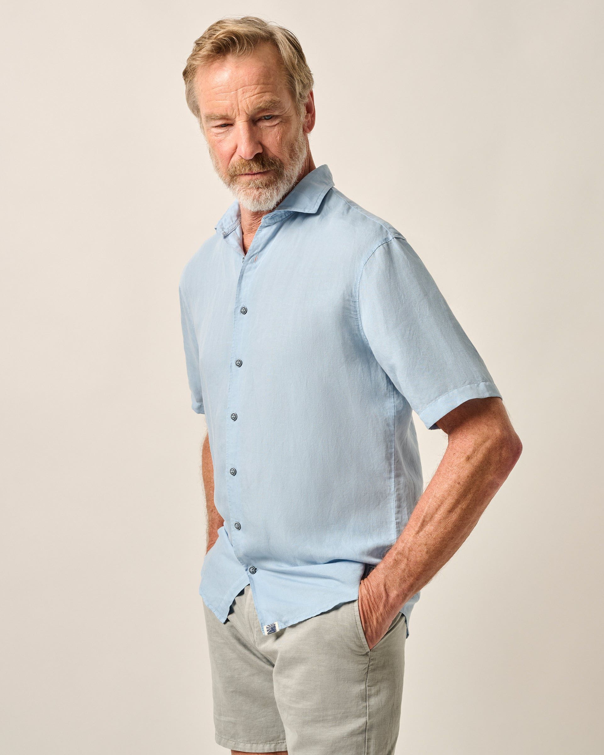 Johnnie-O Short Sleeve Hangin' Out Linen Button Down Shirt - Gianni