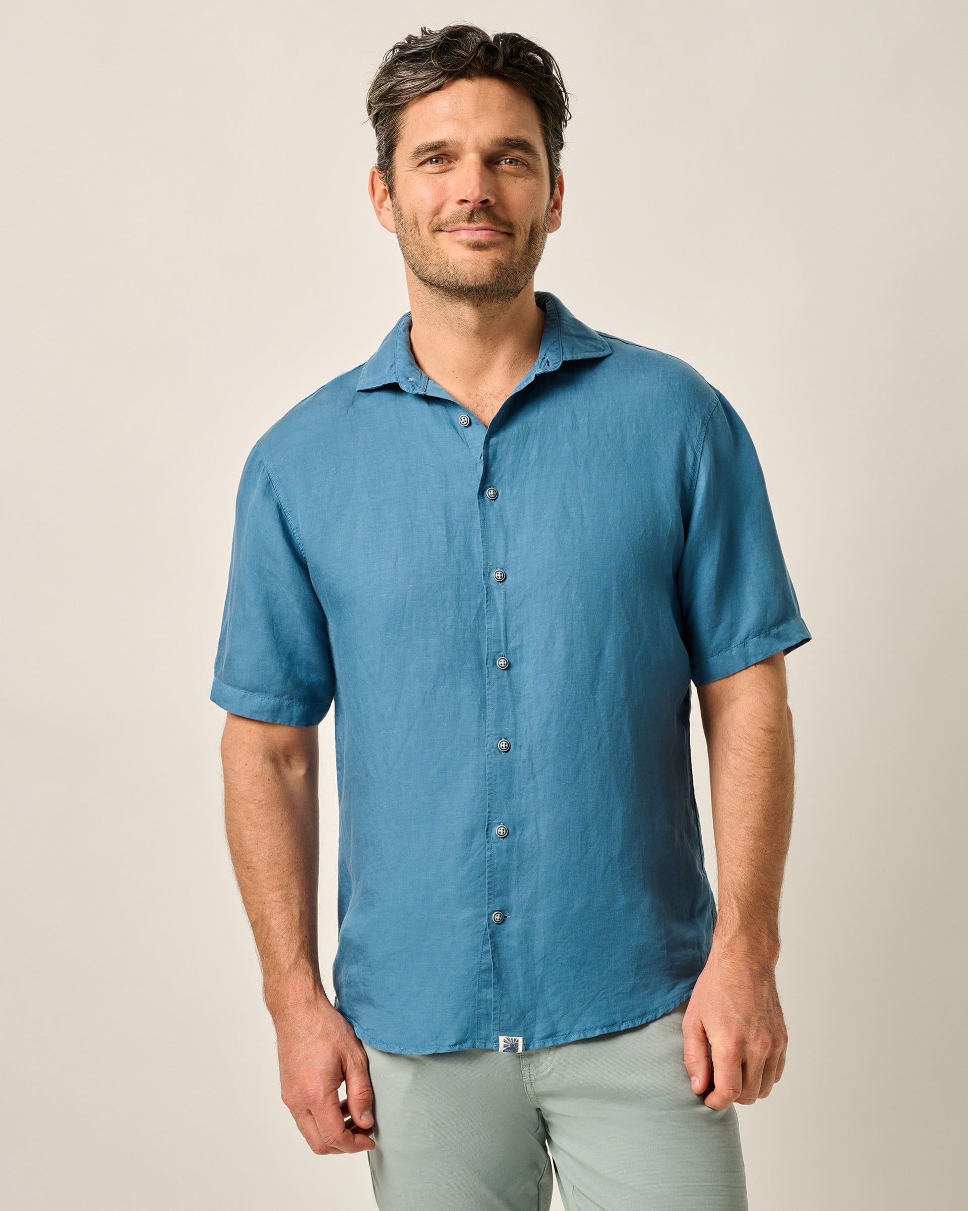 Johnnie-O Short Sleeve Hangin' Out Linen Button Down Shirt - Gianni