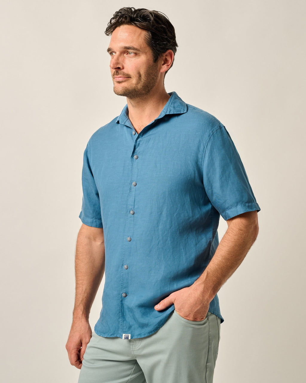 Johnnie-O Short Sleeve Hangin' Out Linen Button Down Shirt - Gianni
