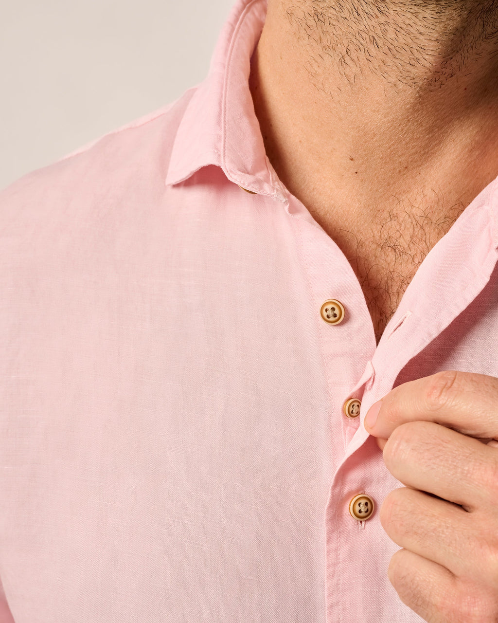 Johnnie-O Garment Dyed Short Sleeve Printed Button Down Shirt - Gianni Solid Knit, Petal