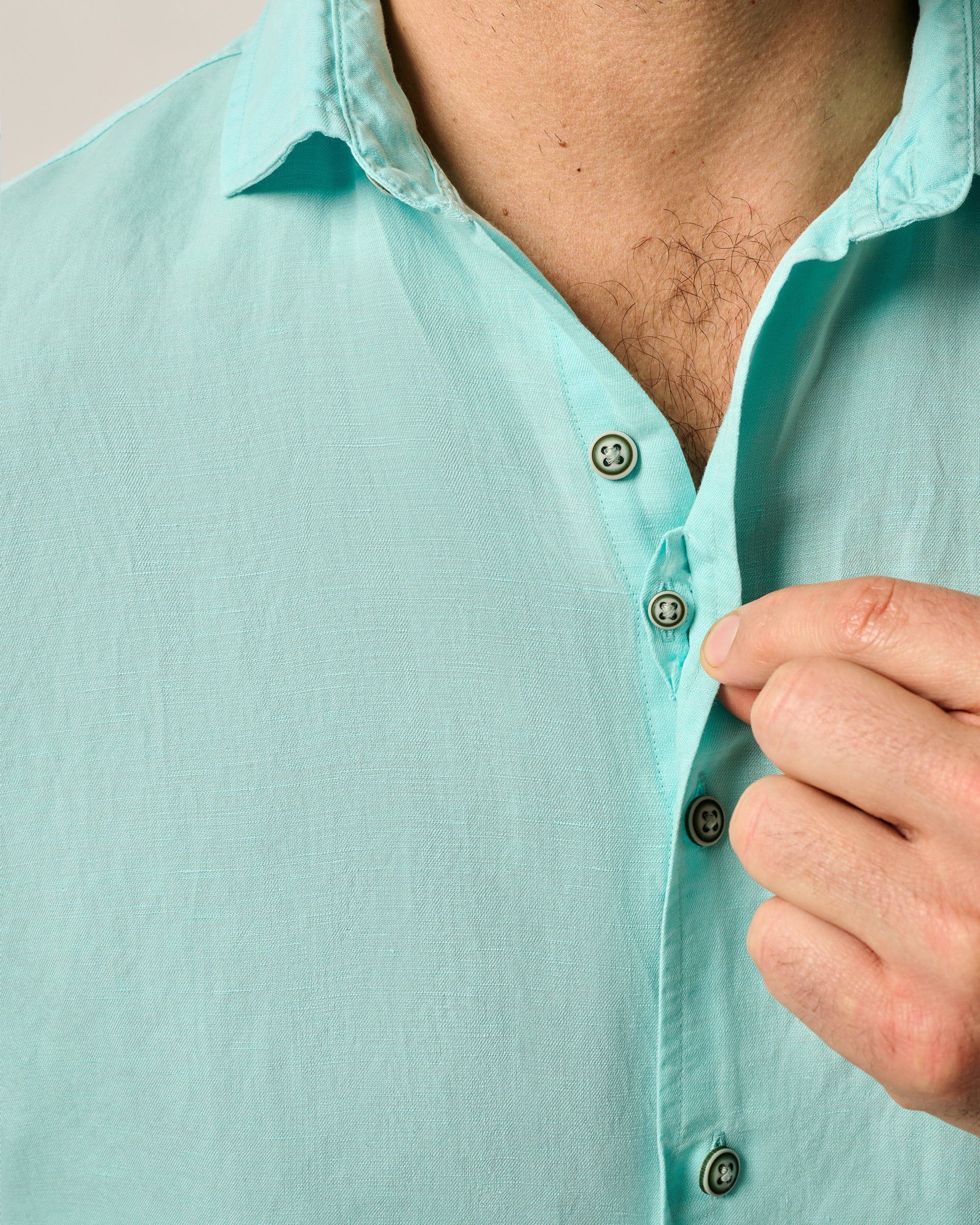 Johnnie-O Short Sleeve Hangin' Out Linen Button Down Shirt - Gianni