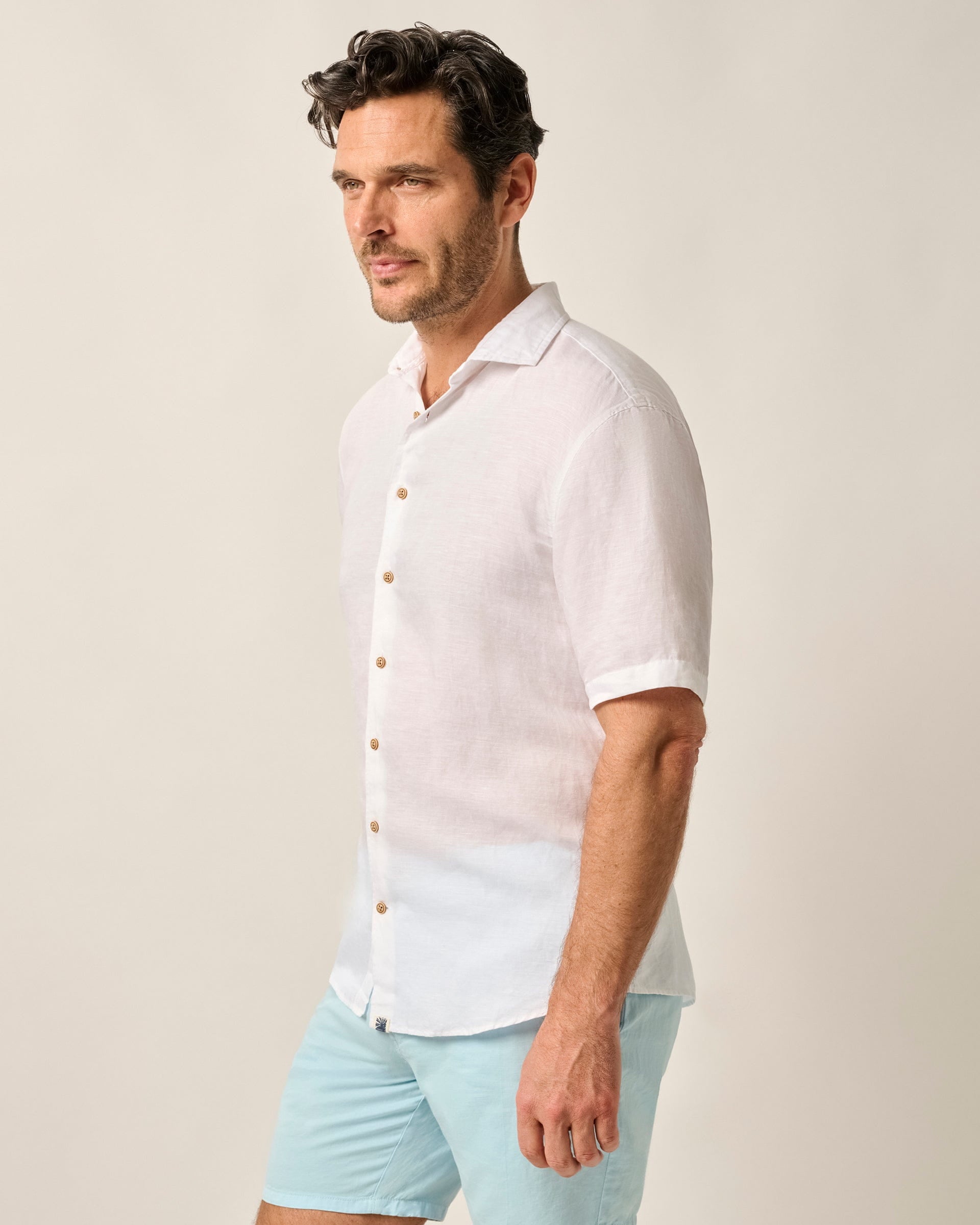 Johnnie-O Short Sleeve Hangin' Out Linen Button Down Shirt - Gianni