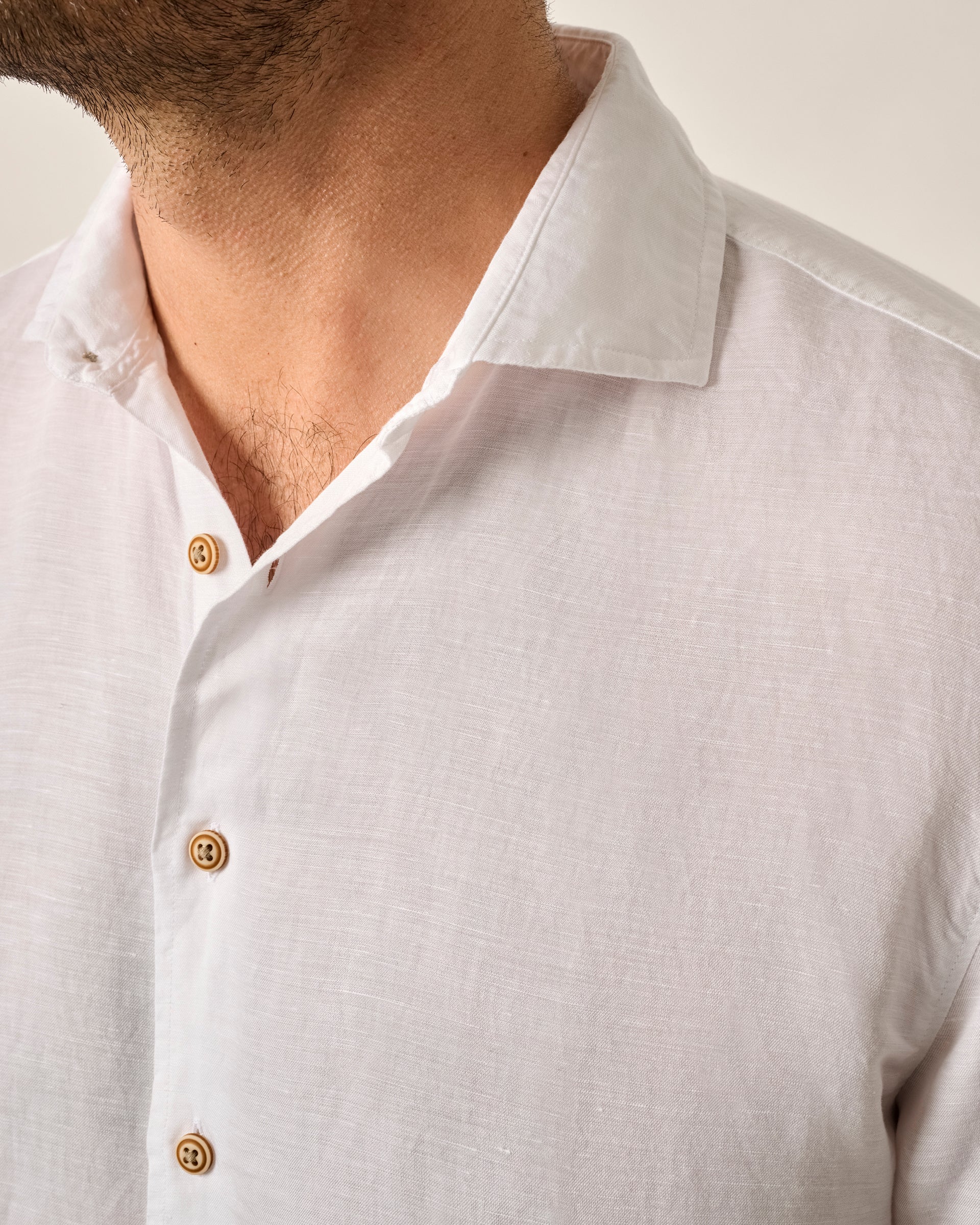 Johnnie-O Garment Dyed Short Sleeve Printed Button Down Shirt - Gianni Solid Knit, White