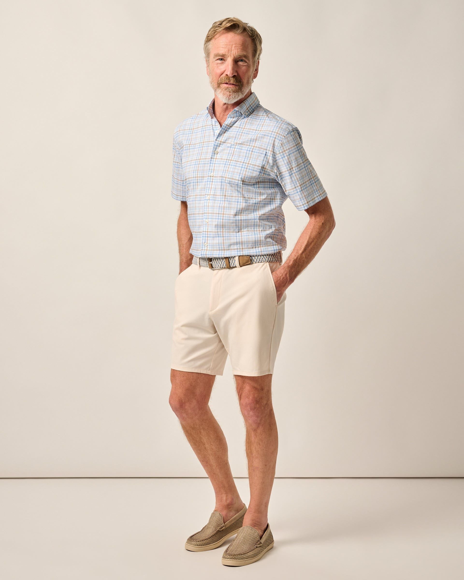 Johnnie-O Jupiters Stretch Cotton Performance Shorts, Sand