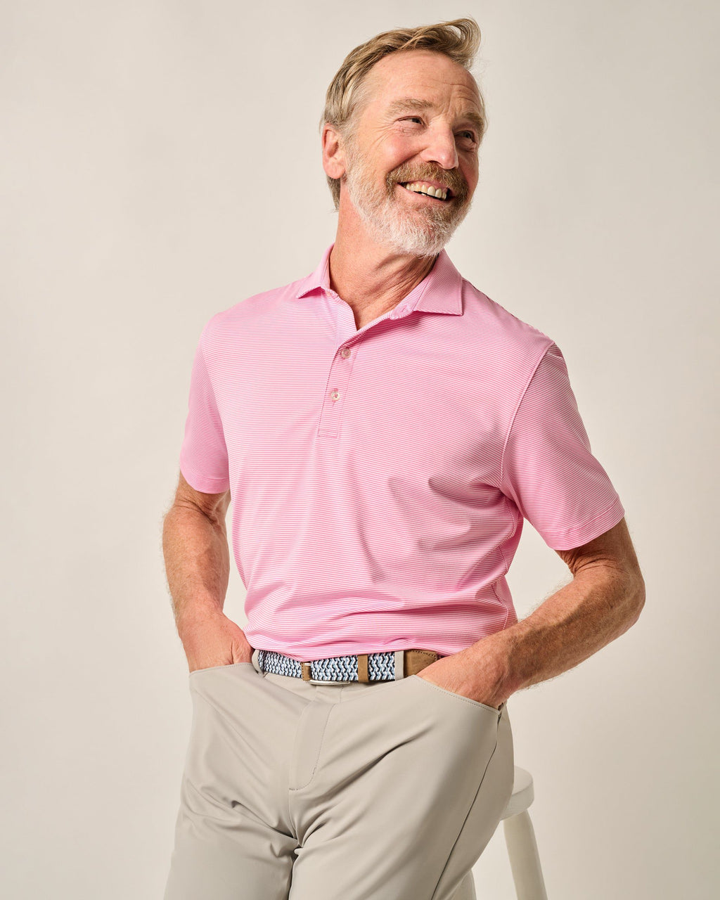Johnnie-O Performance Jersey Polo - Lyndonn Stripe, Gulf Blue